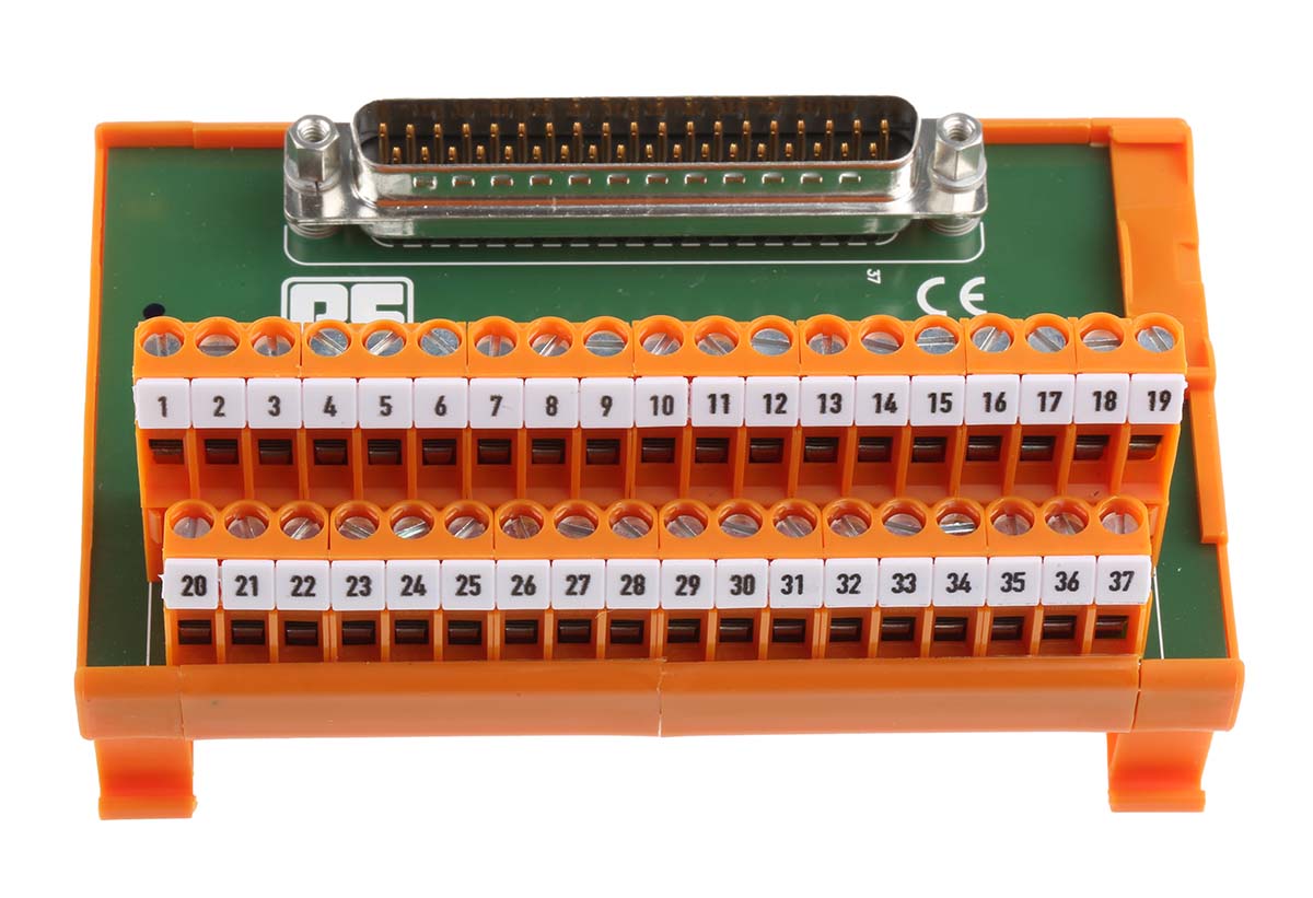 RS PRO 37-Contact Male Interface Module, D-Sub Connector, DIN Rail, 1A