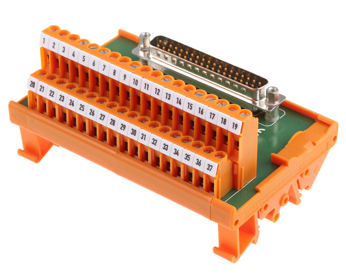 403-409 RS PRO 37-Contact Male Interface Module, D-Sub Connector, DIN Rail, 1A