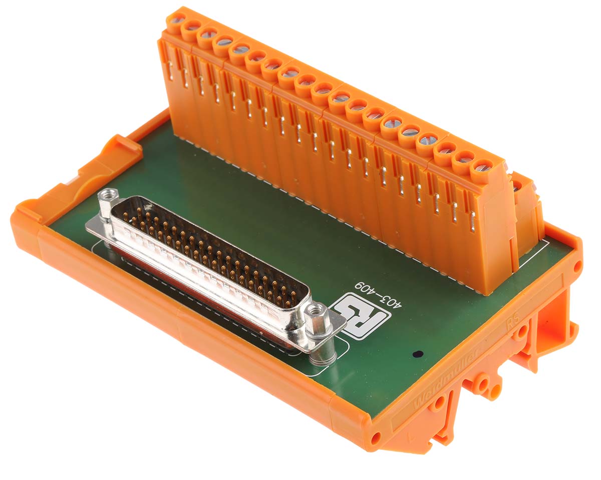 403-409 RS PRO 37-Contact Male Interface Module, D-Sub Connector, DIN Rail, 1A