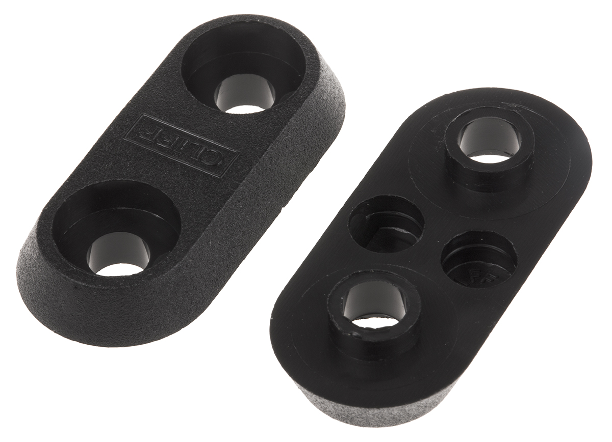 RS PRO, Black Terminal Mounting Plate - 16 mm Hole Diameter