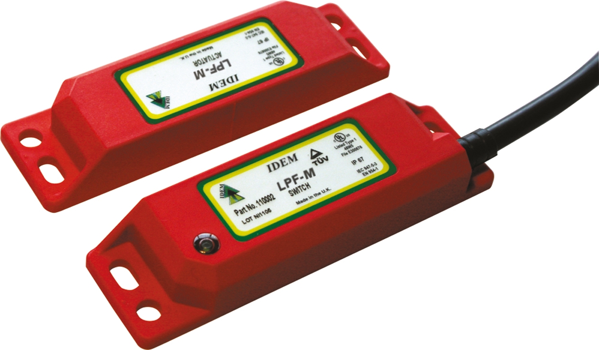IDEM LPF-RFID-U Series Non-Contact Safety Switch, Plastic Housing, 24V dc, 2 NC, M12
