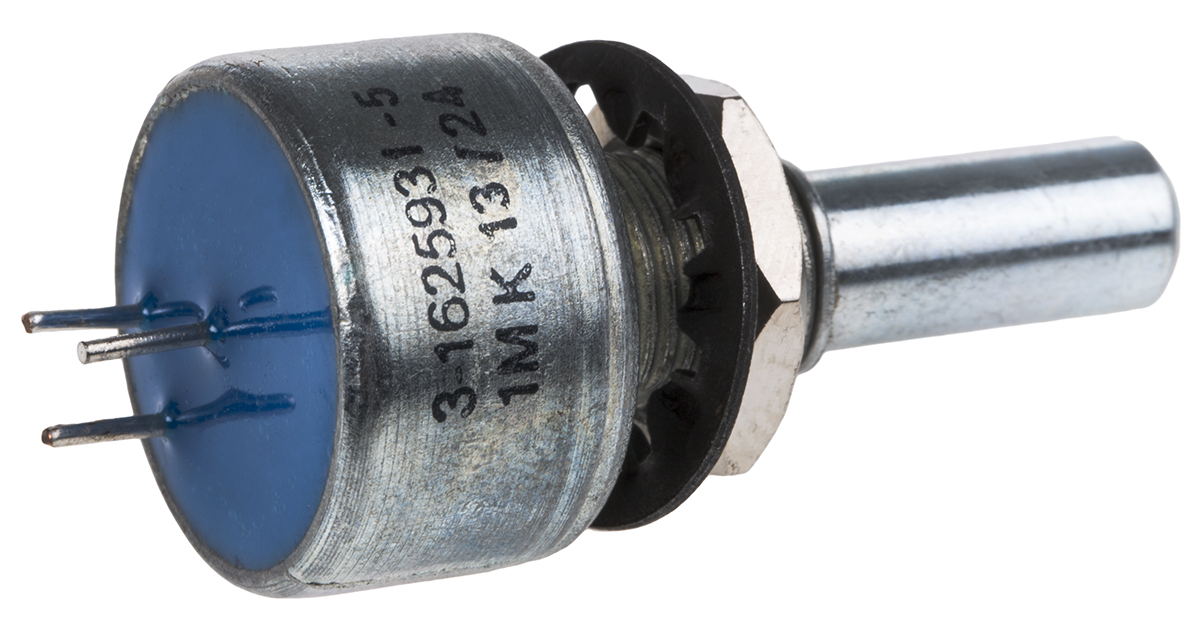 TE Connectivity M 1 mΩ Rotary Potentiometer 1-Turns 1-Gang Panel Mount, 404802692042