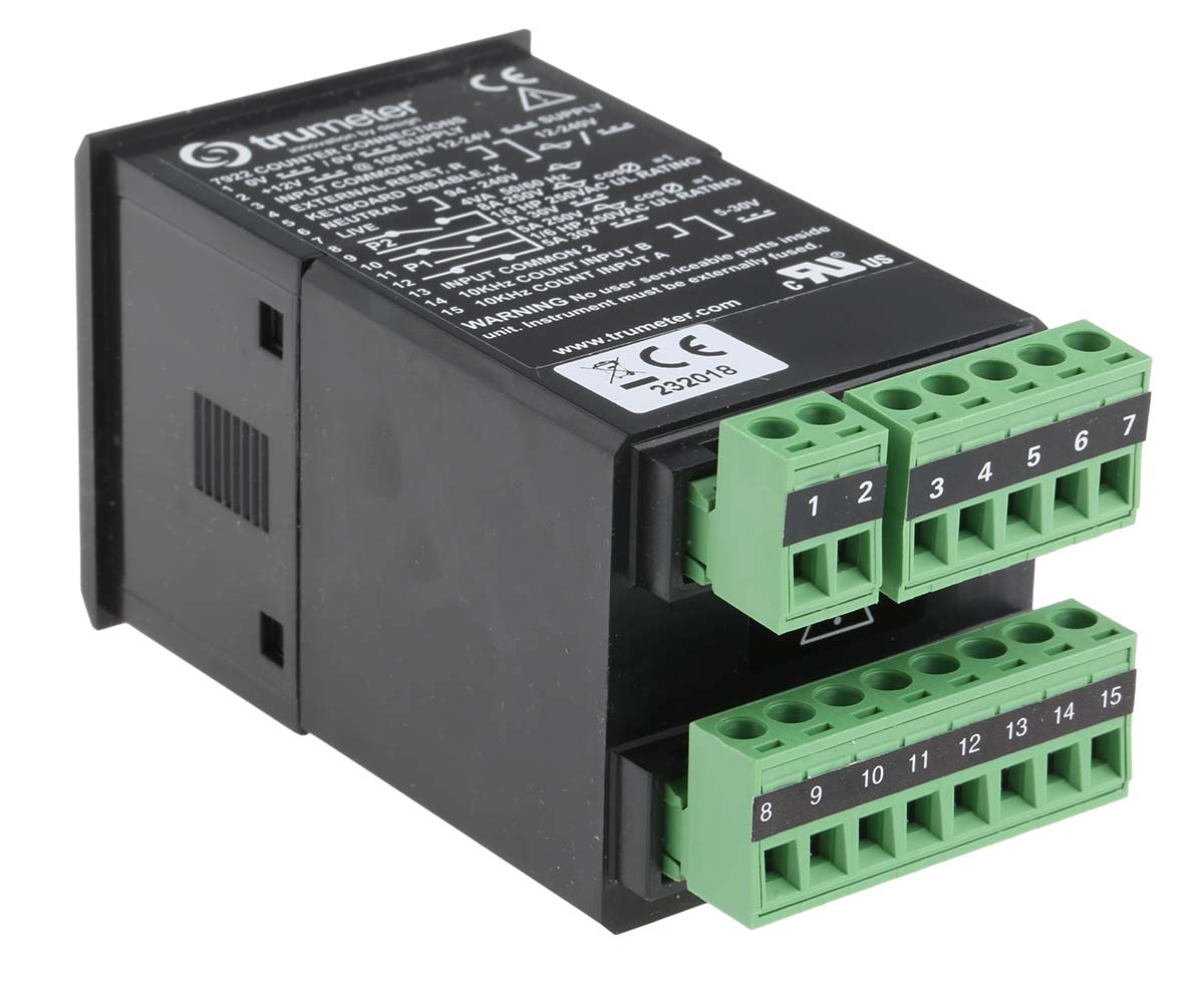 7922 Trumeter  Counter, 6 Digit LCD, 10kHz, 10 → 26 V dc, 85 → 265 V ac
