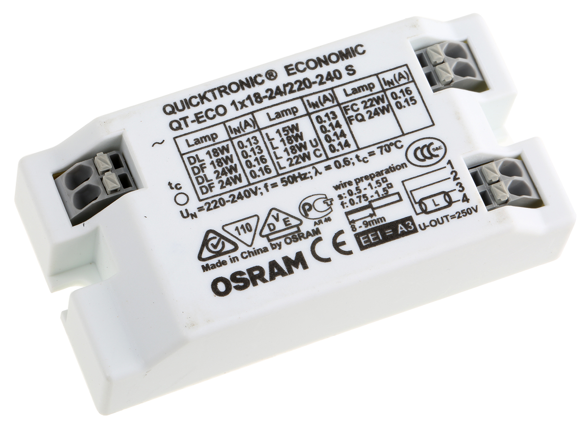 Osram 15 (HF) W, 18 W, 20 (HF) W, 24 W Electronic Compact Fluorescent Lighting Ballast, 220V, 240 V
