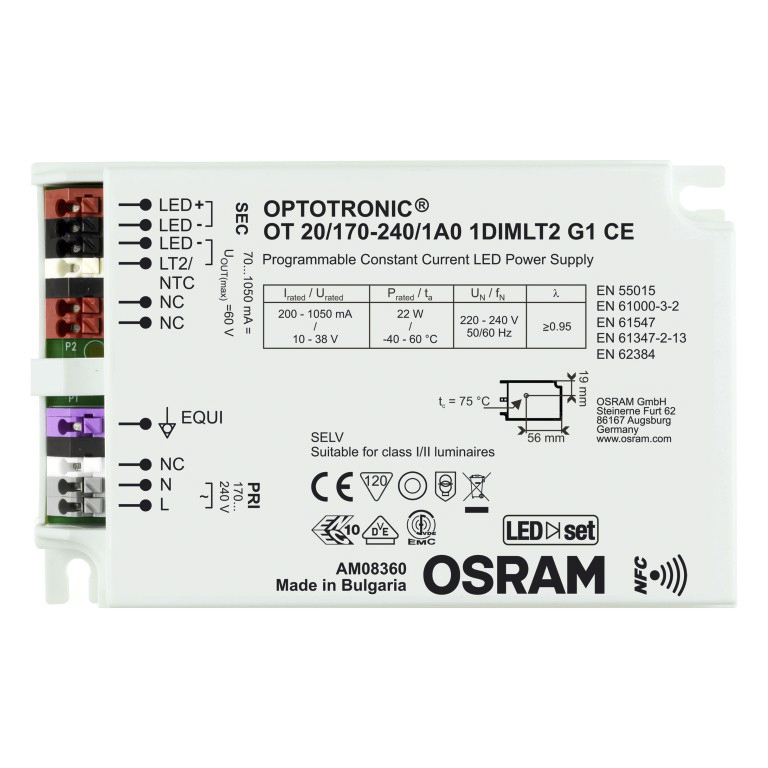 Osram LED Driver, 10V, 38 V Output, 22 W Output, 120mA 1DIM
