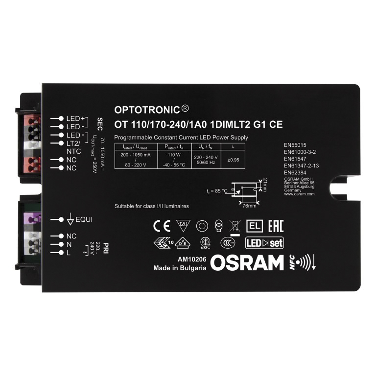 Osram LED Driver, 220V, 80 V Output, 110 W Output, 540mA 1DIM