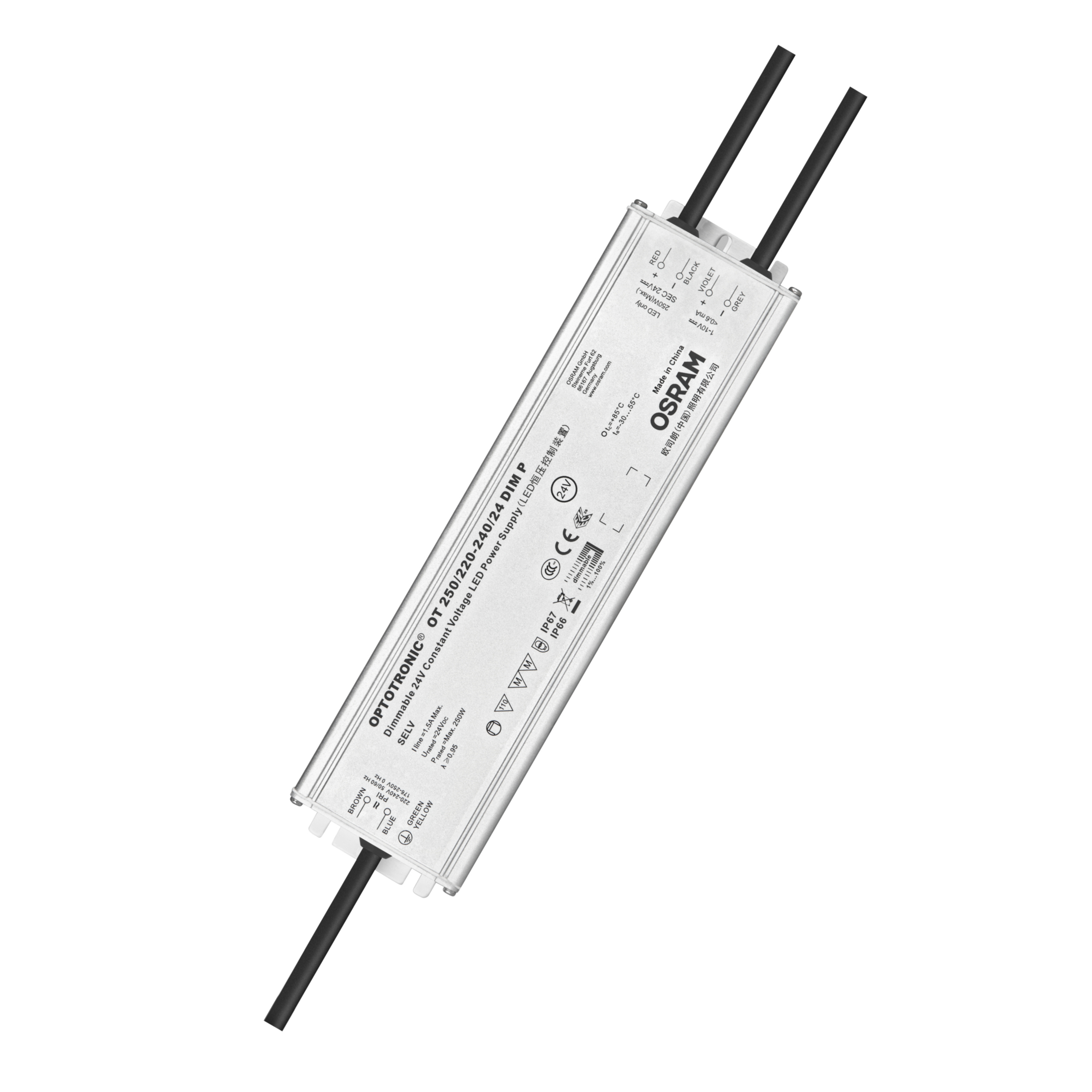 Inventronics LED Driver, 24.2V Output, 250 W Output, 10.33A 1/10 V