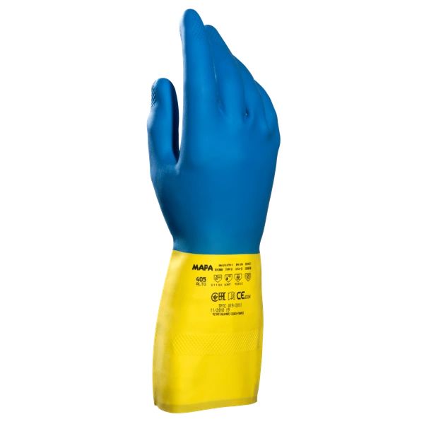 Mapa Duomix Blue Latex Work Gloves, Uncoated Coating