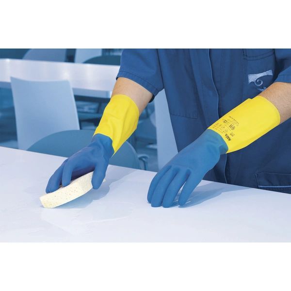 405 Mapa Duomix Blue Latex Work Gloves, Uncoated Coating