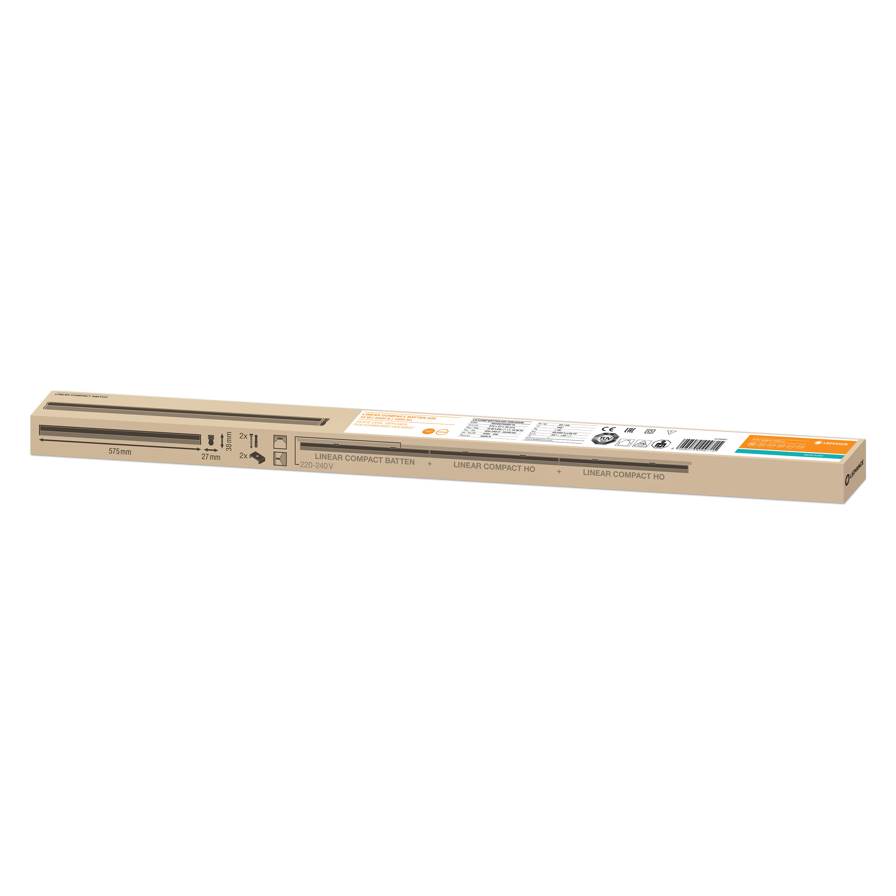 4058075099715 LEDVANCE 10 W Fluorescent Lamp Batten Light, 240V Batten Single, 1 Lamp, 575 mm Long, IP20