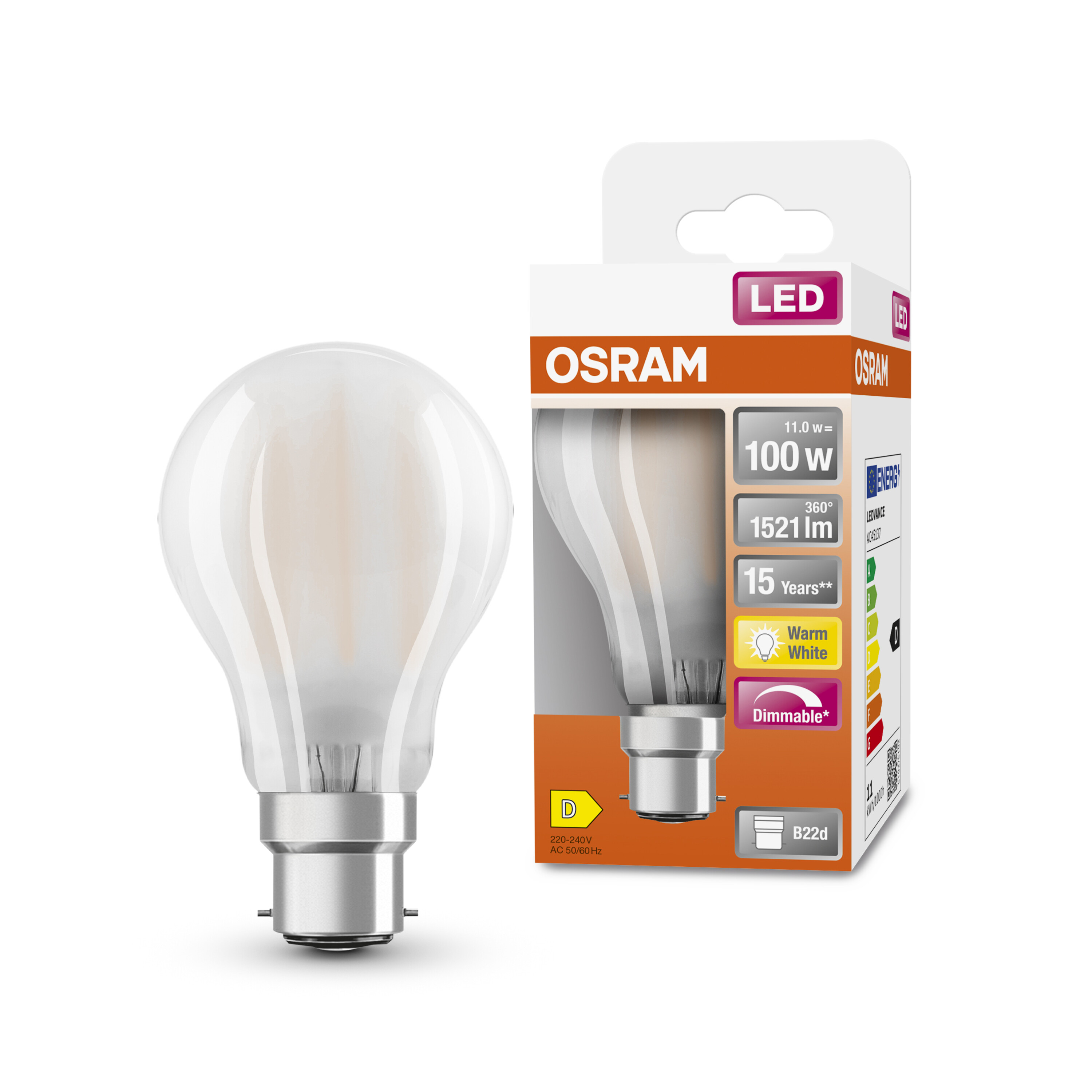4058075245655 LEDVANCE LED Retrofit CLASSIC B22D LED Bulbs, Warm White, Bulb shape