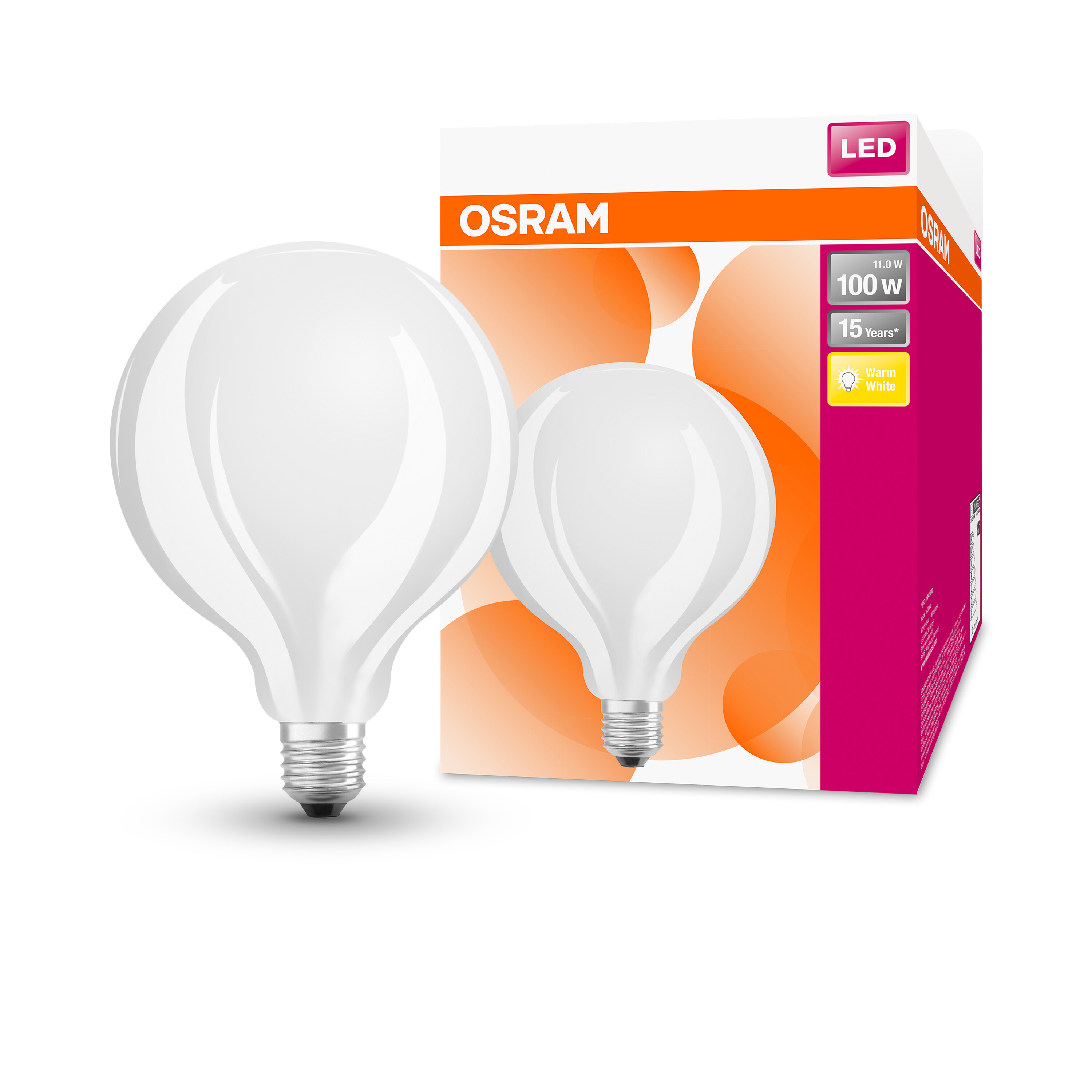 4058075269880 LEDVANCE LED Retrofit CLASSIC E27 LED Bulbs, Warm White, Ball shape