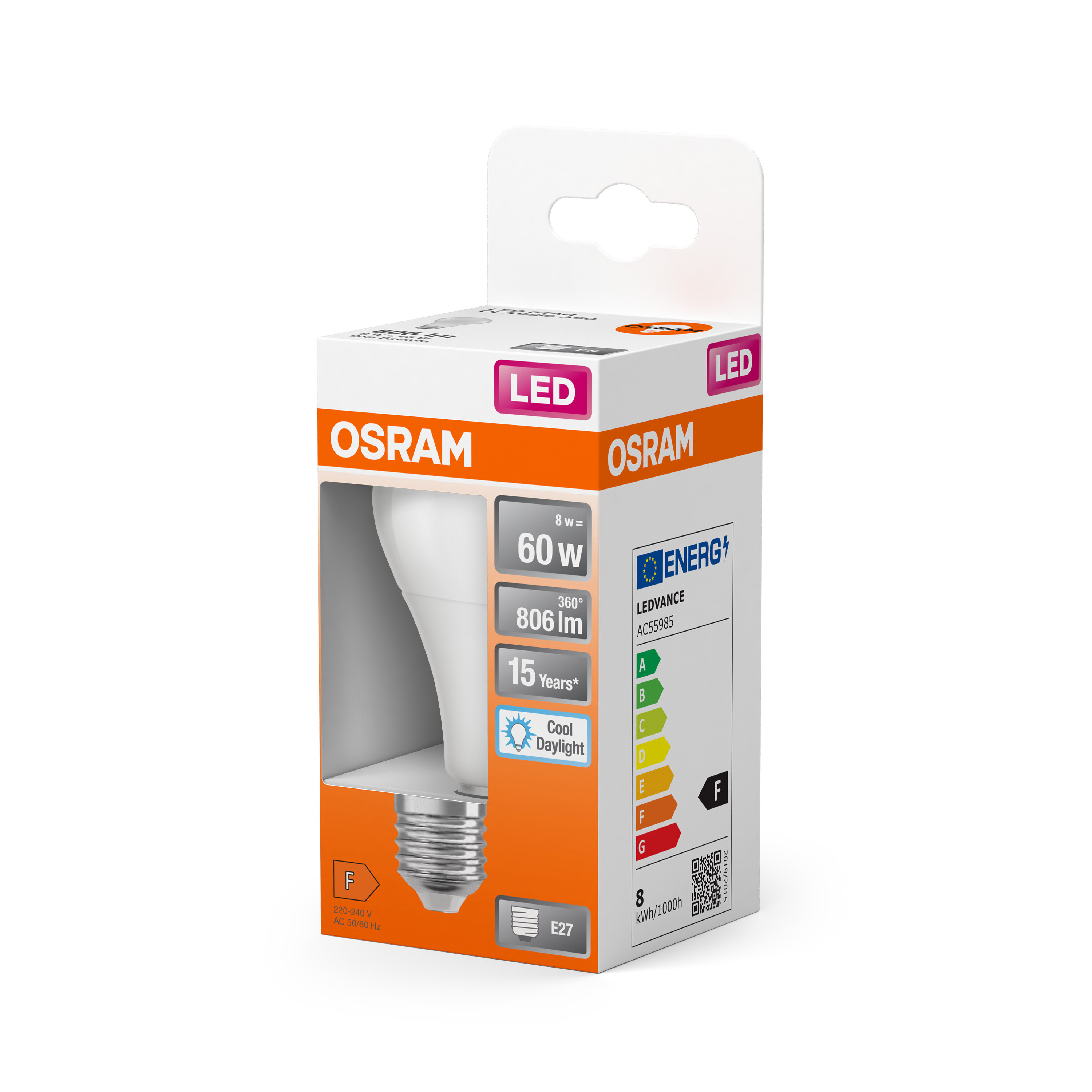 4058075428560 LEDVANCE 40580 E27 LED Bulbs, Cool Daylight, Classic Bulb shape