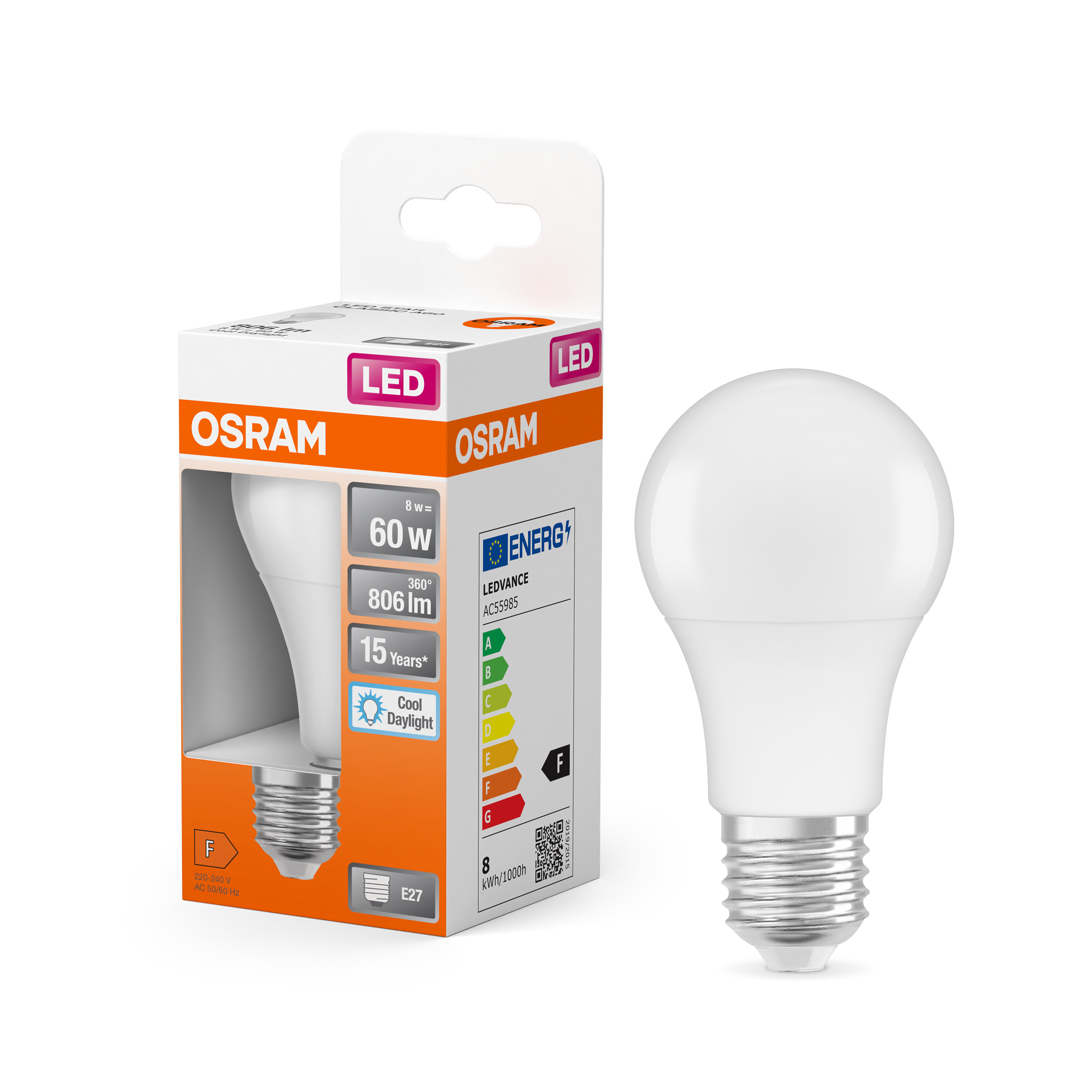 4058075428560 LEDVANCE 40580 E27 LED Bulbs, Cool Daylight, Classic Bulb shape