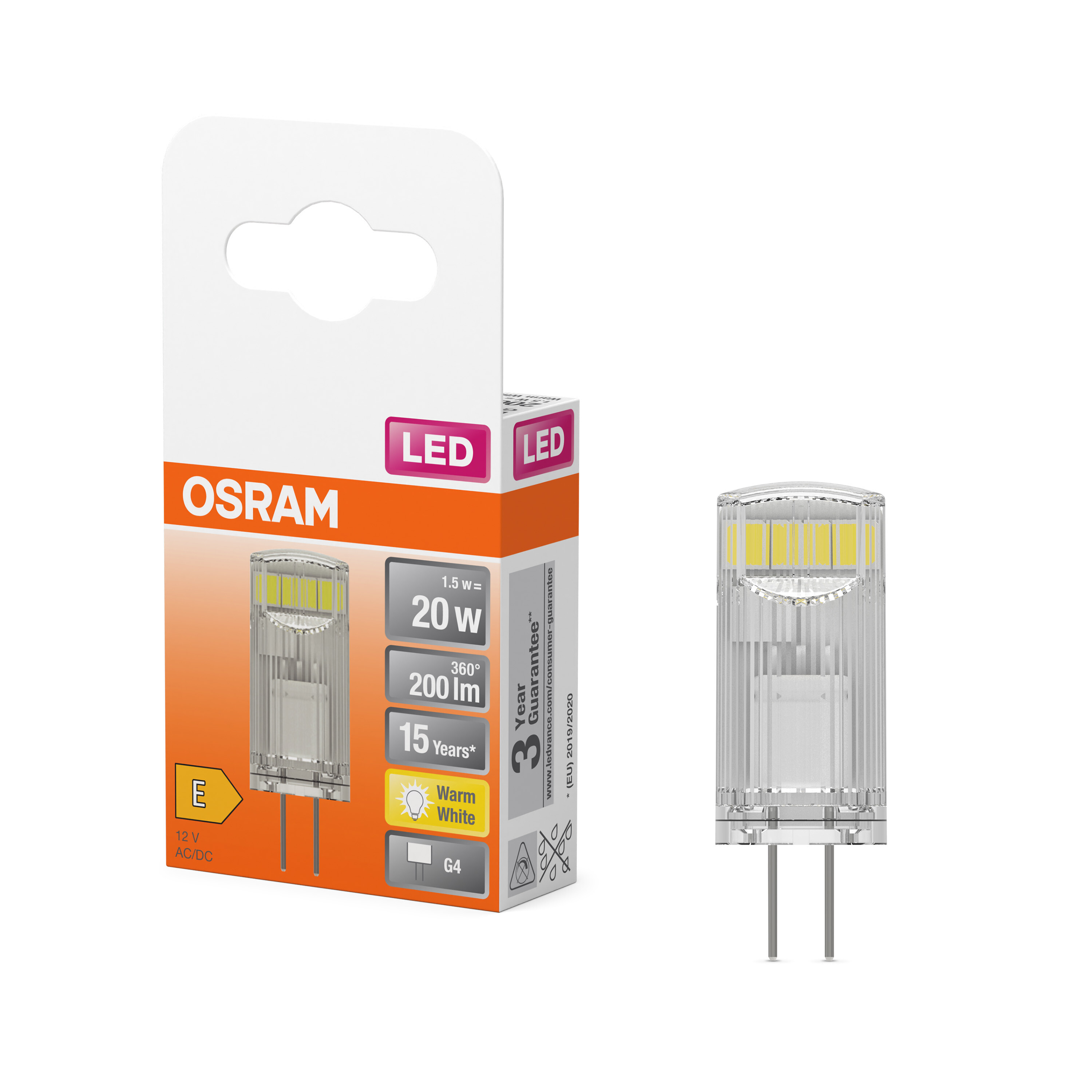4058075431966 LEDVANCE 40580 G4 LED Bulbs, Warm White, Pin shape
