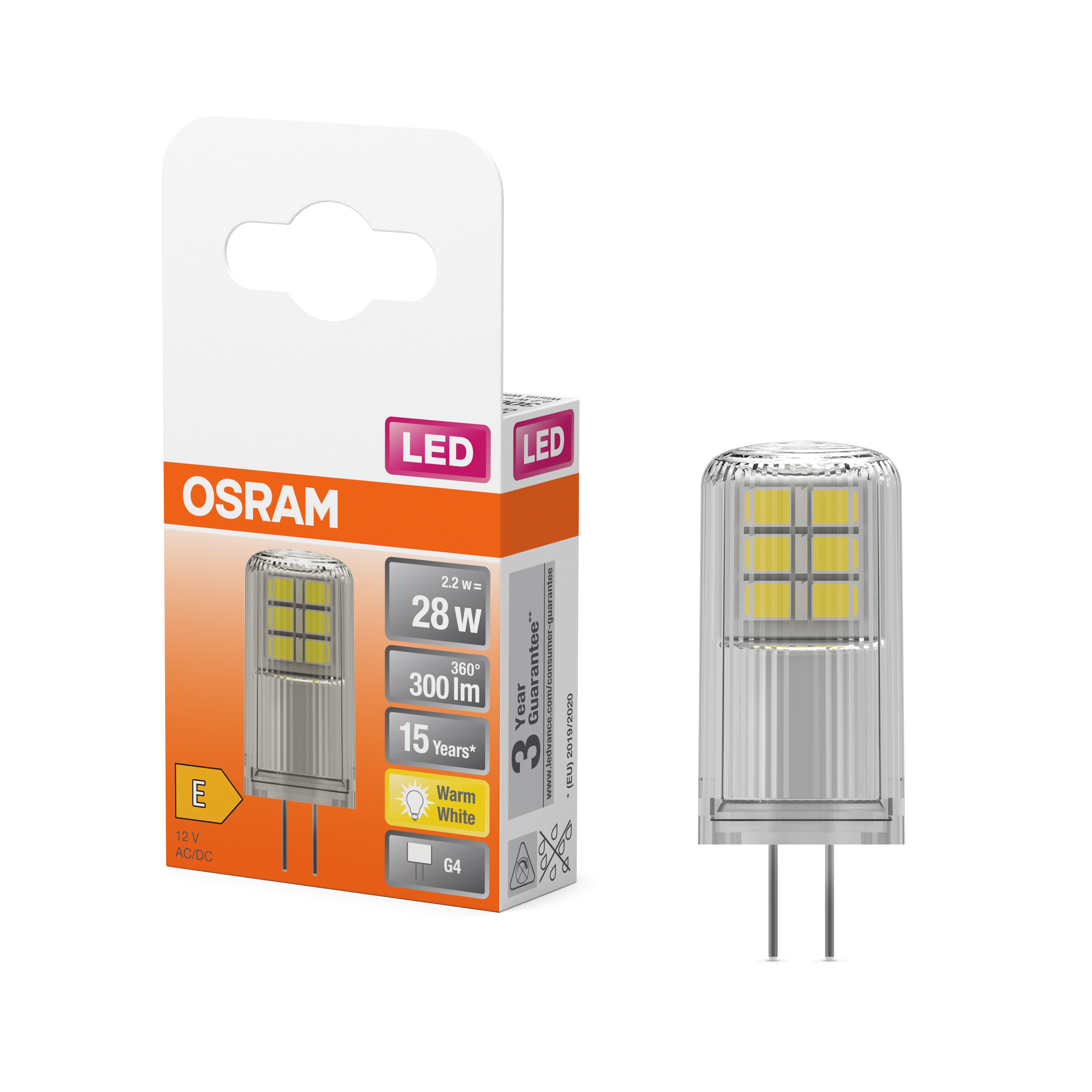 4058075431997 LEDVANCE 40580 G4 LED Bulbs, Warm White, Pin shape