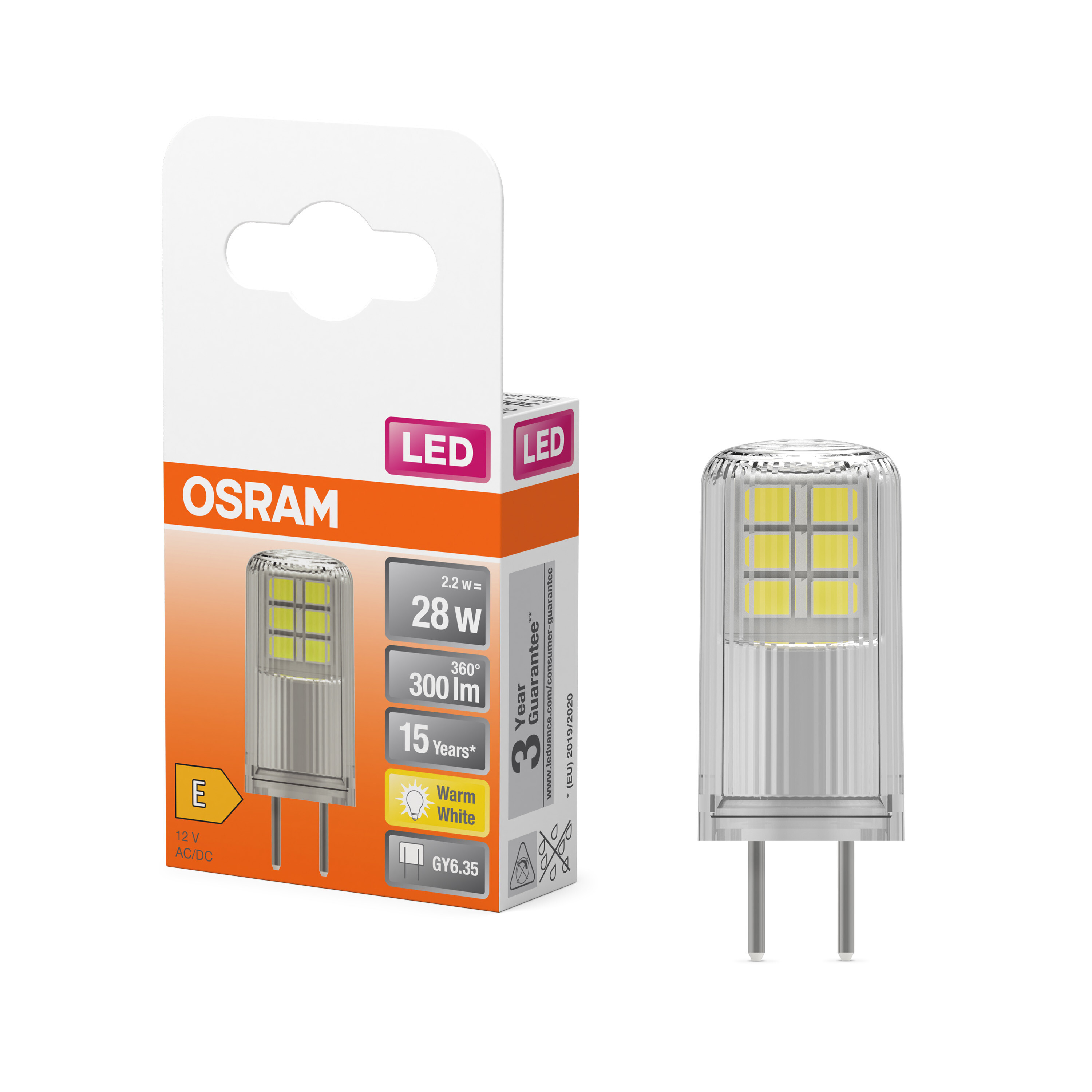 4058075432123 LEDVANCE 40580 GY6.35 LED Bulbs, Warm White, Pin shape
