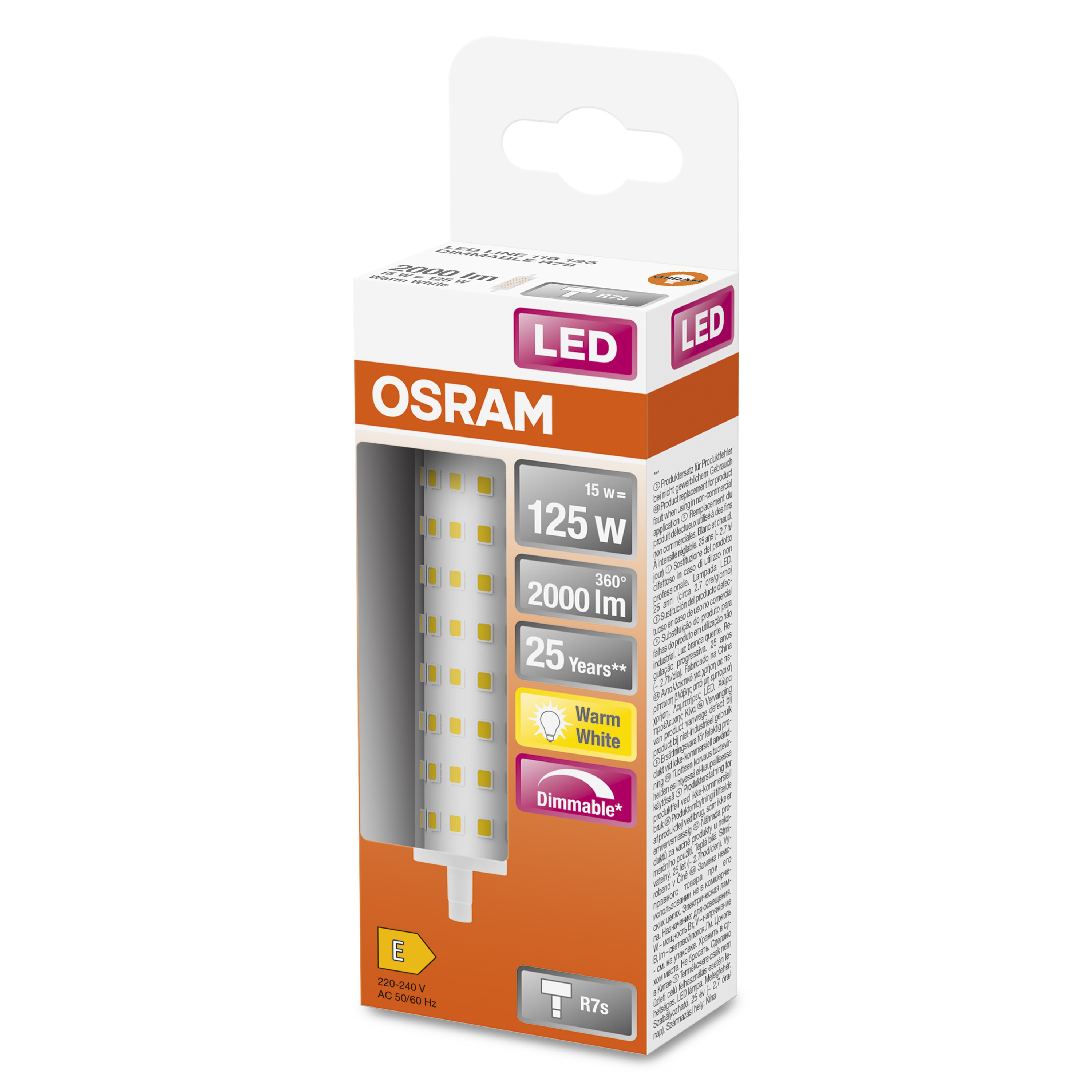 4058075432550 LEDVANCE 40580 R7S LED Bulbs, Warm White, Double Ended shape