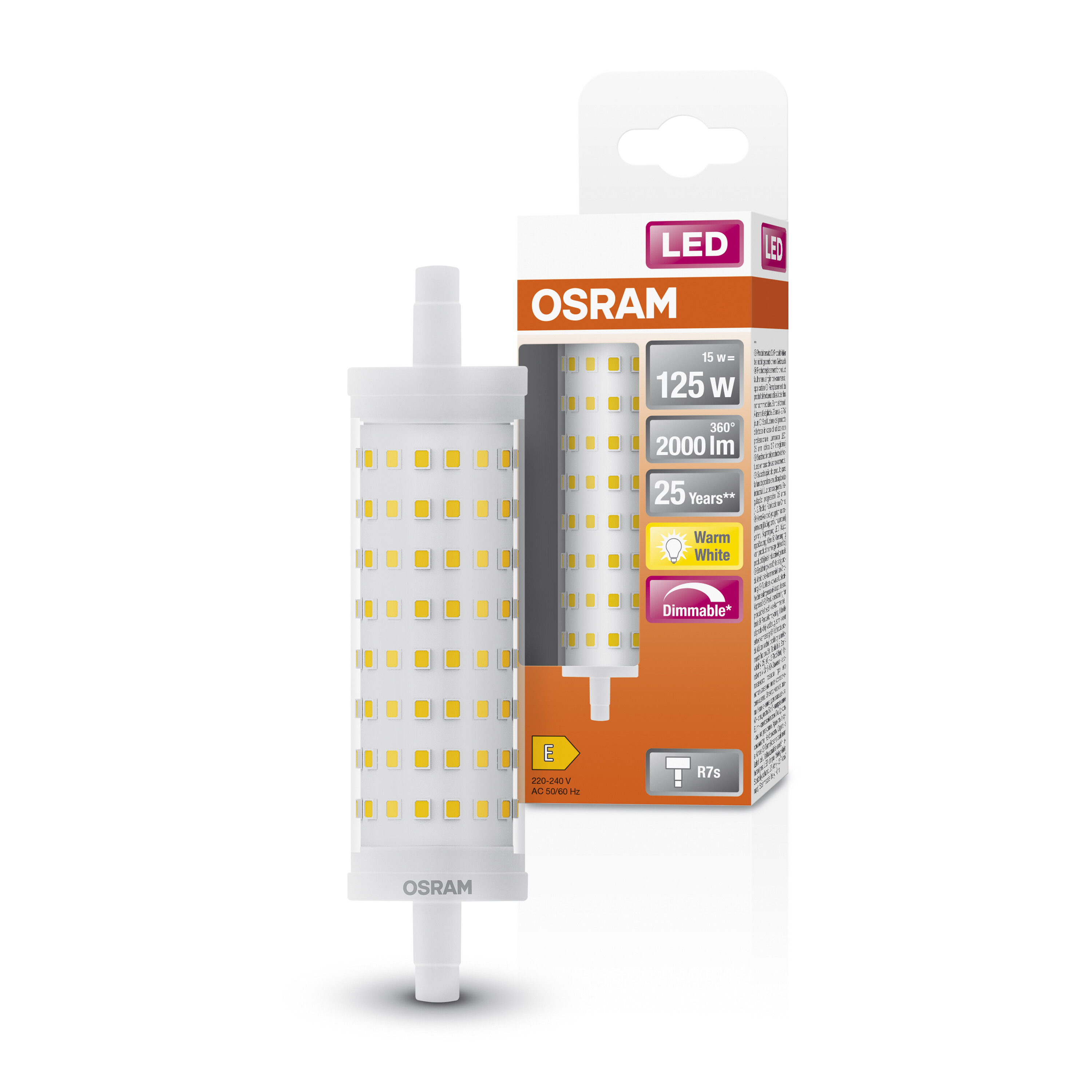 4058075432550 LEDVANCE 40580 R7S LED Bulbs, Warm White, Double Ended shape