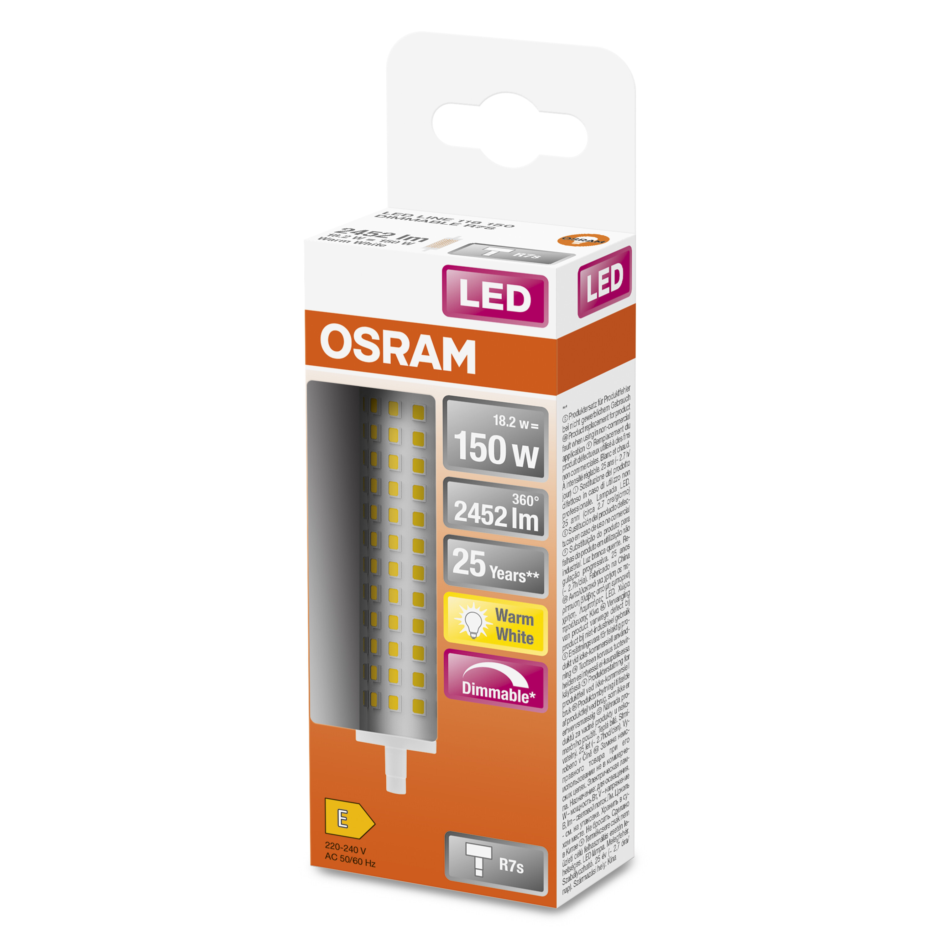 4058075432574 LEDVANCE 40580 R7S LED Bulbs, Warm White, Double Ended shape