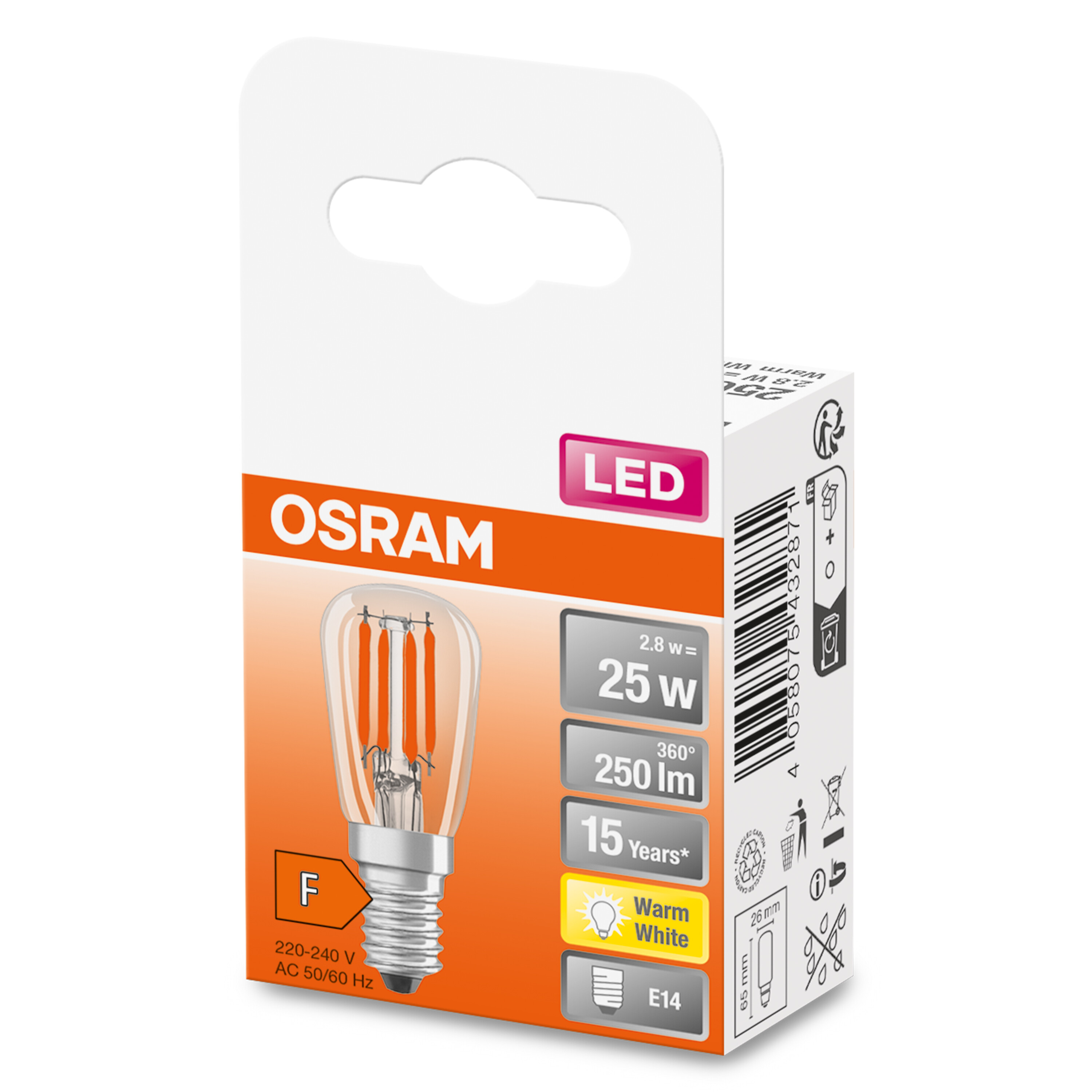 4058075432871 LEDVANCE LED SPECIAL E14 LED Bulbs 2.8 W(25 W), 2700k, Warm White, T shape
