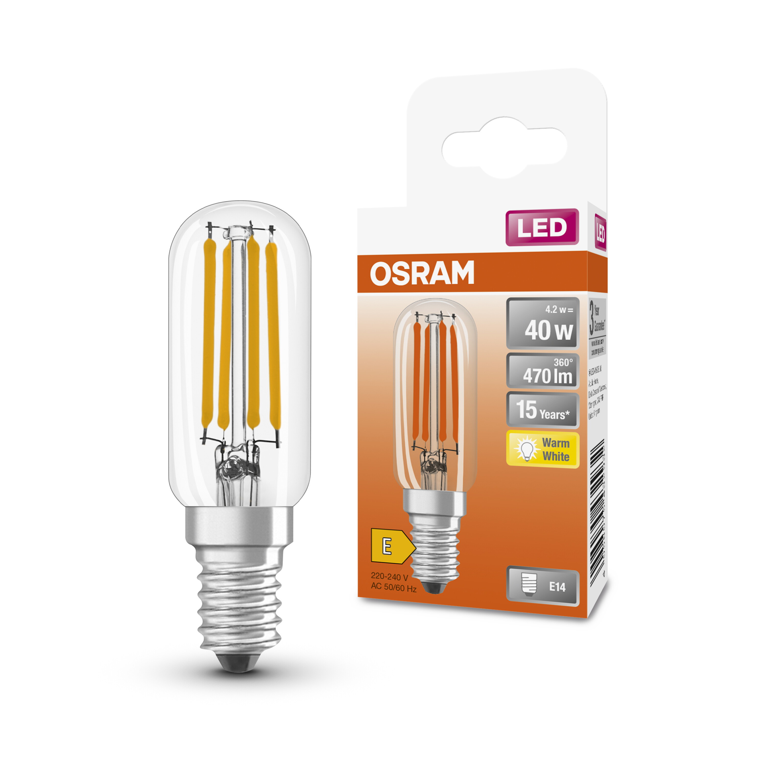 4058075432932 LEDVANCE LED SPECIAL E14 LED Bulbs, Warm White, T shape