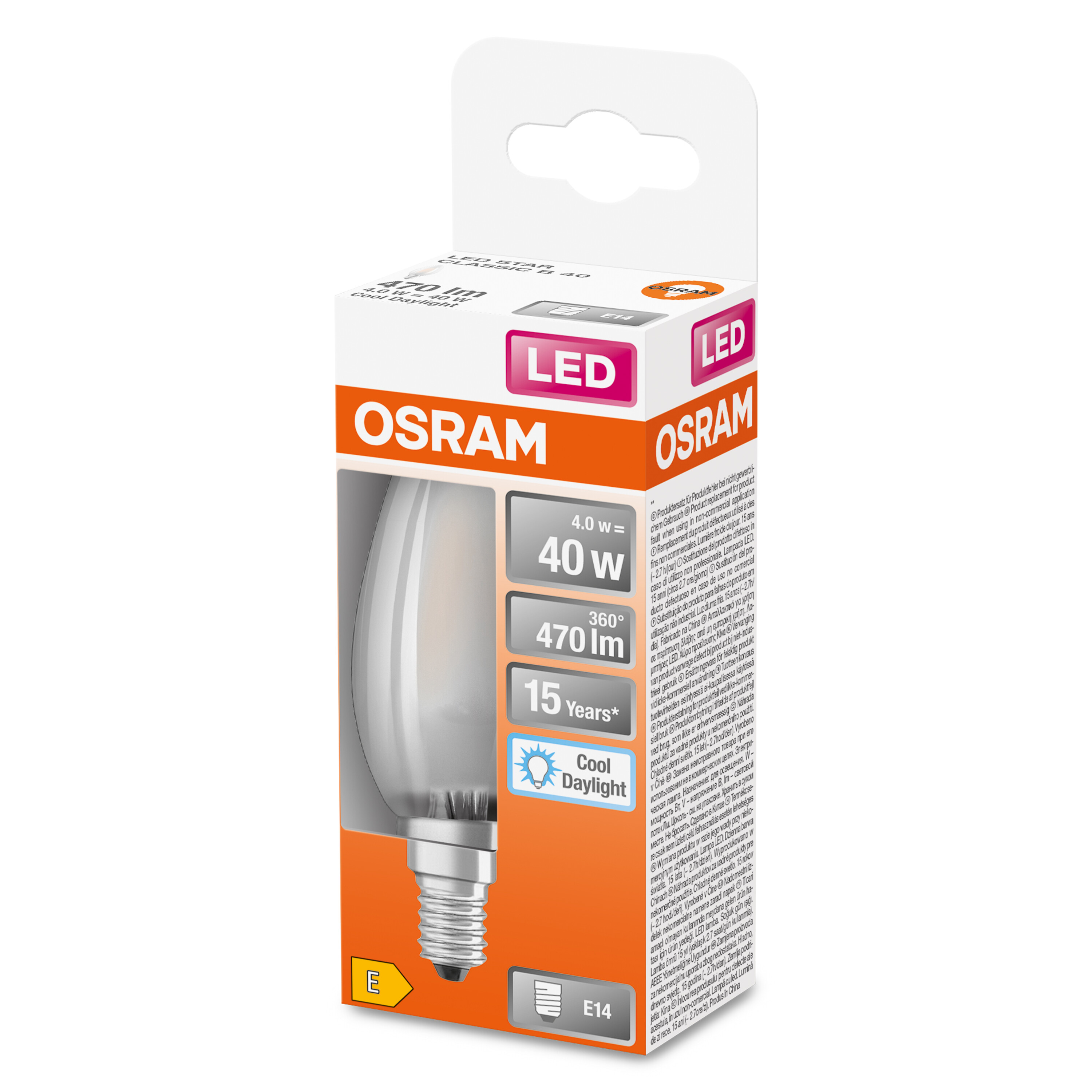 4058075446786 LEDVANCE LED Retrofit CLASSIC E14 LED Bulbs, Cool Daylight, Candle shape