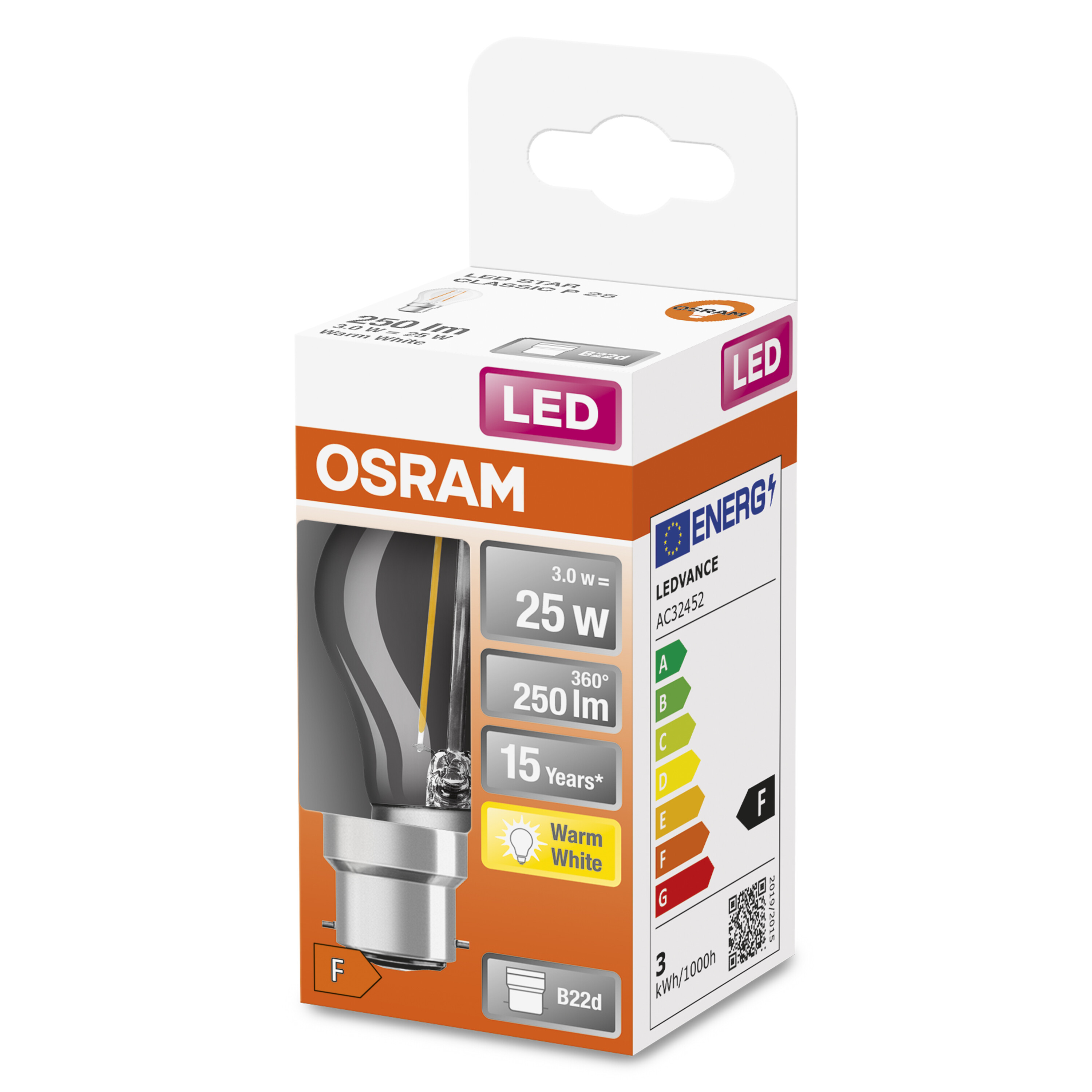 4058075450592 LEDVANCE LED Retrofit CLASSIC B22D LED Bulbs, Warm White, Mini Ball shape