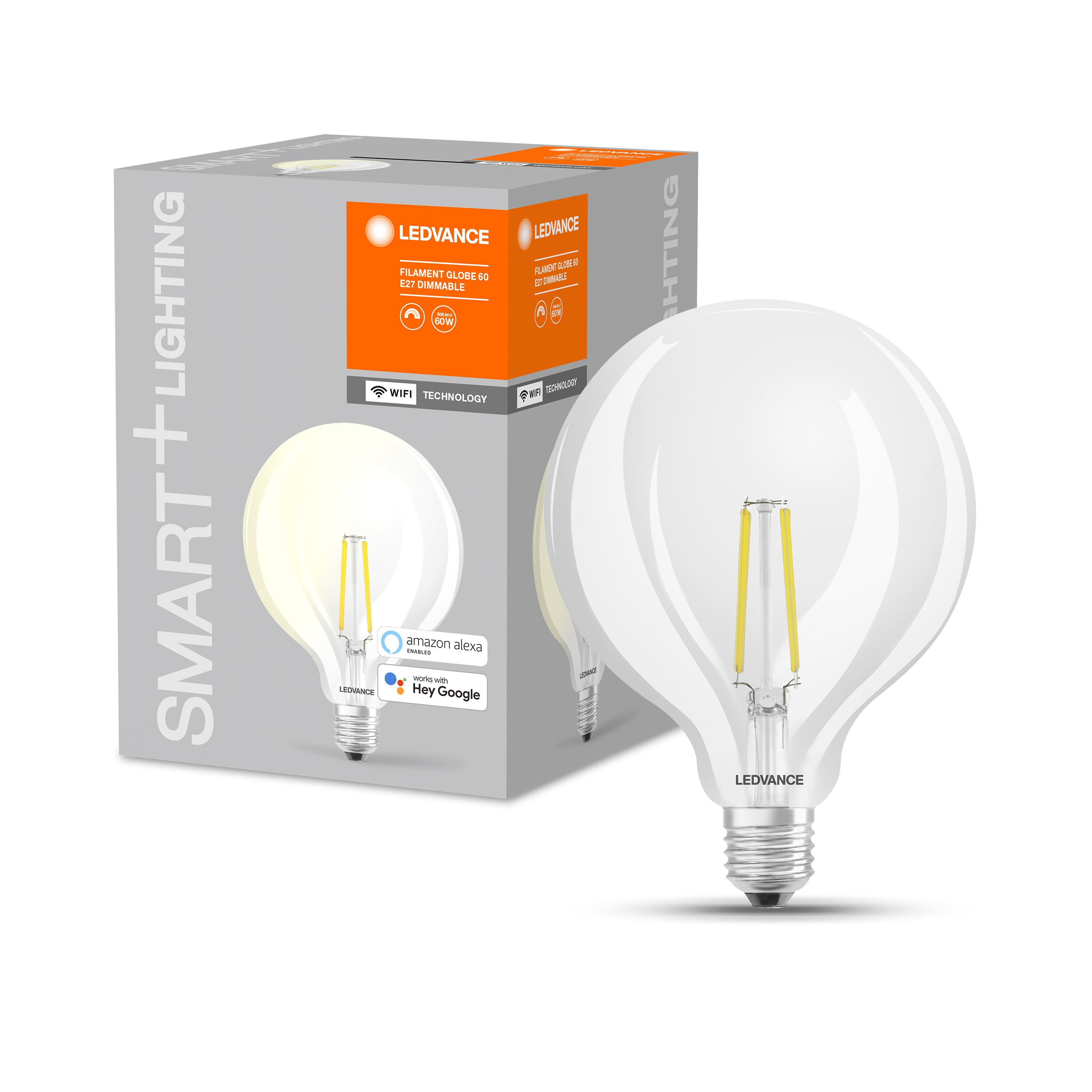 4058075528291 LEDVANCE Smart E27 LED Bulbs, Warm White, Clear, Globe shape