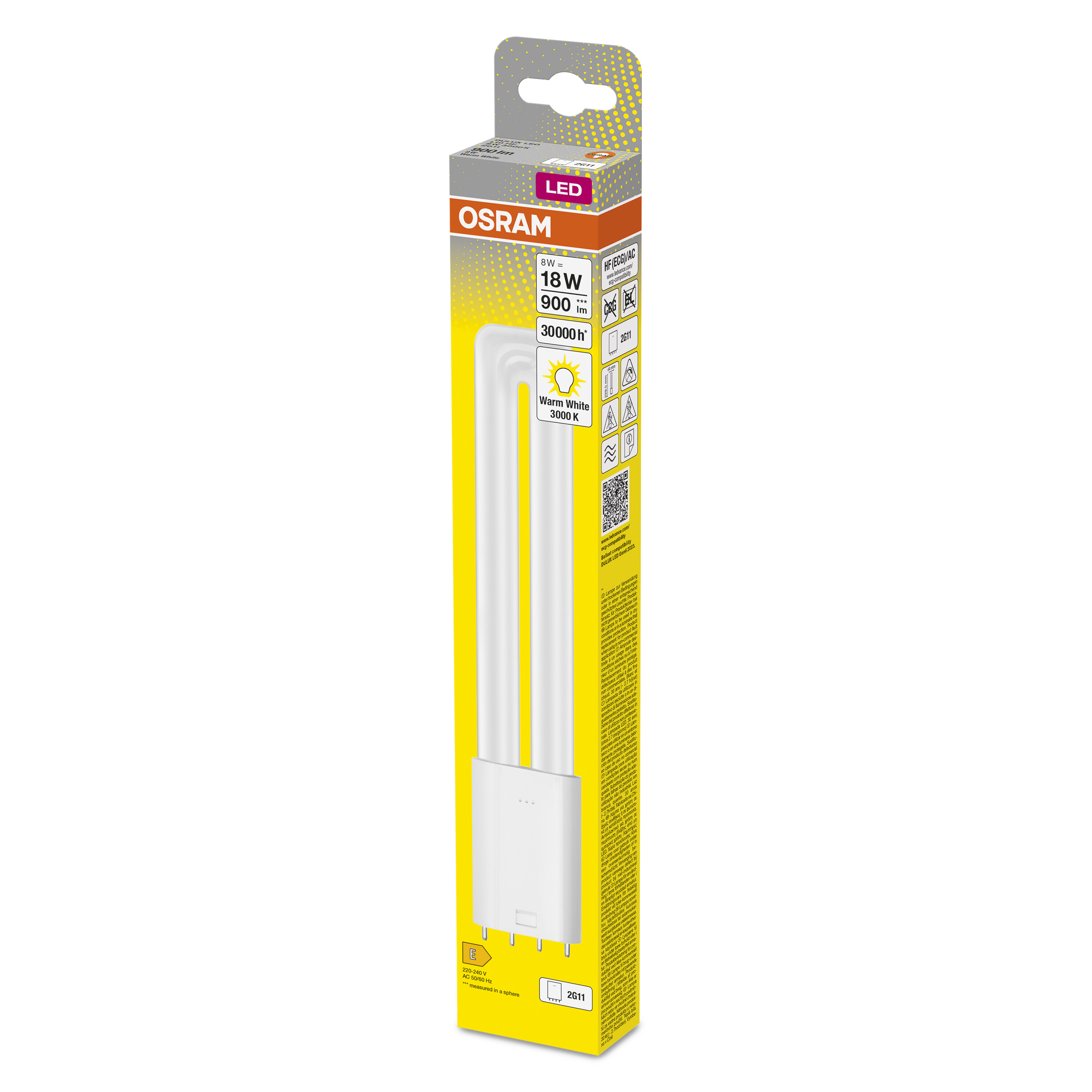 4058075557390 LEDVANCE DULUX 2G11 LED Bulbs, Warm White, Tubular shape