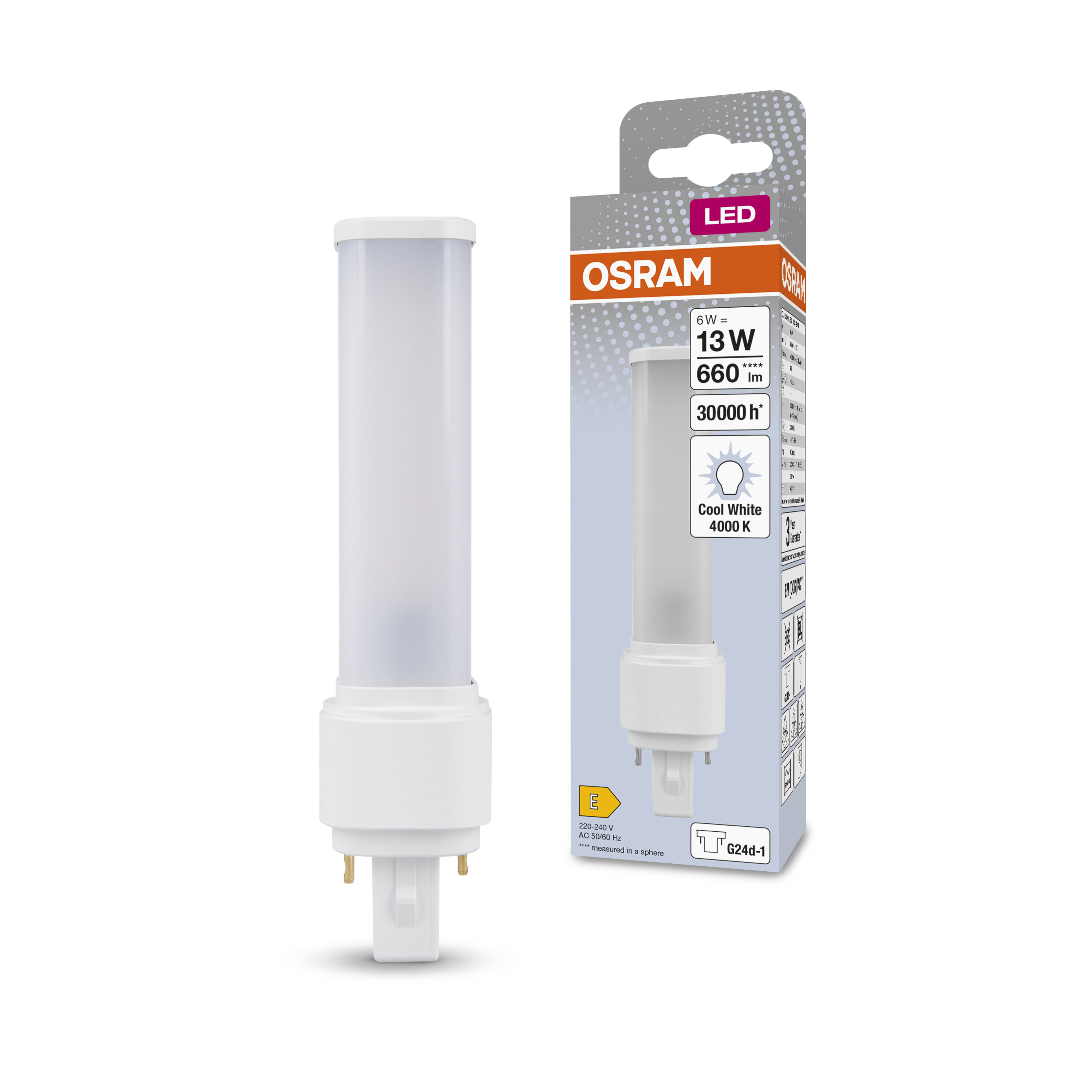 4058075558182 LEDVANCE DULUX G24d-1 LED Bulbs, Warm White, Tubular shape
