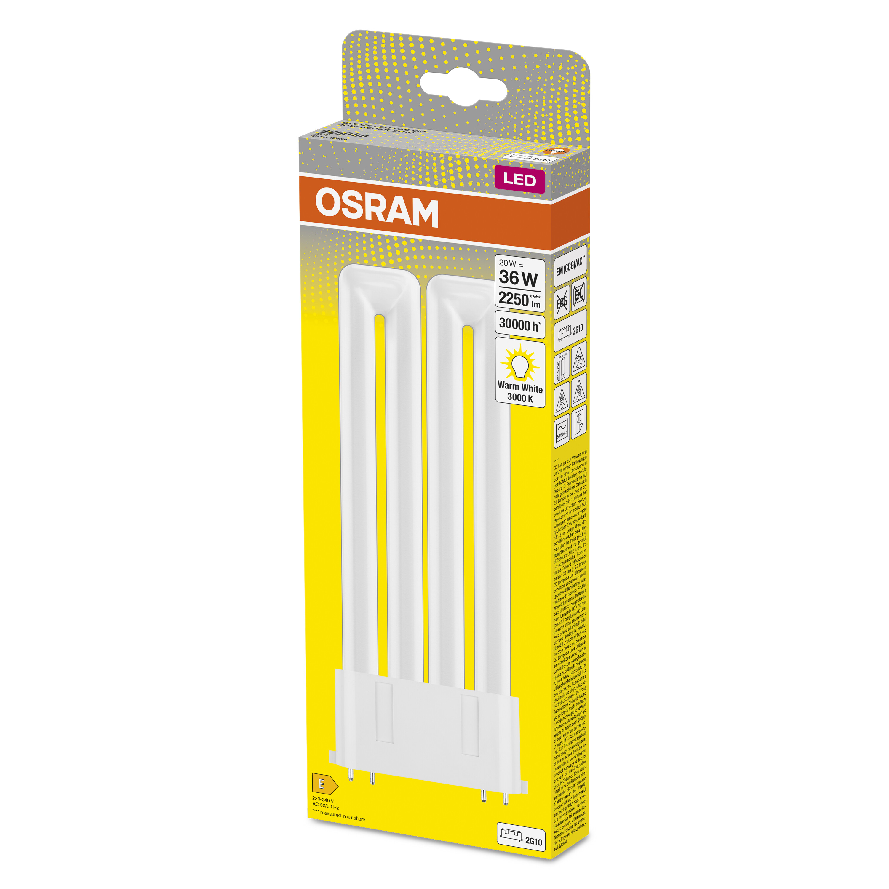 4058075559295 LEDVANCE DULUX 2G10 LED Bulbs, Warm White, U Bend shape