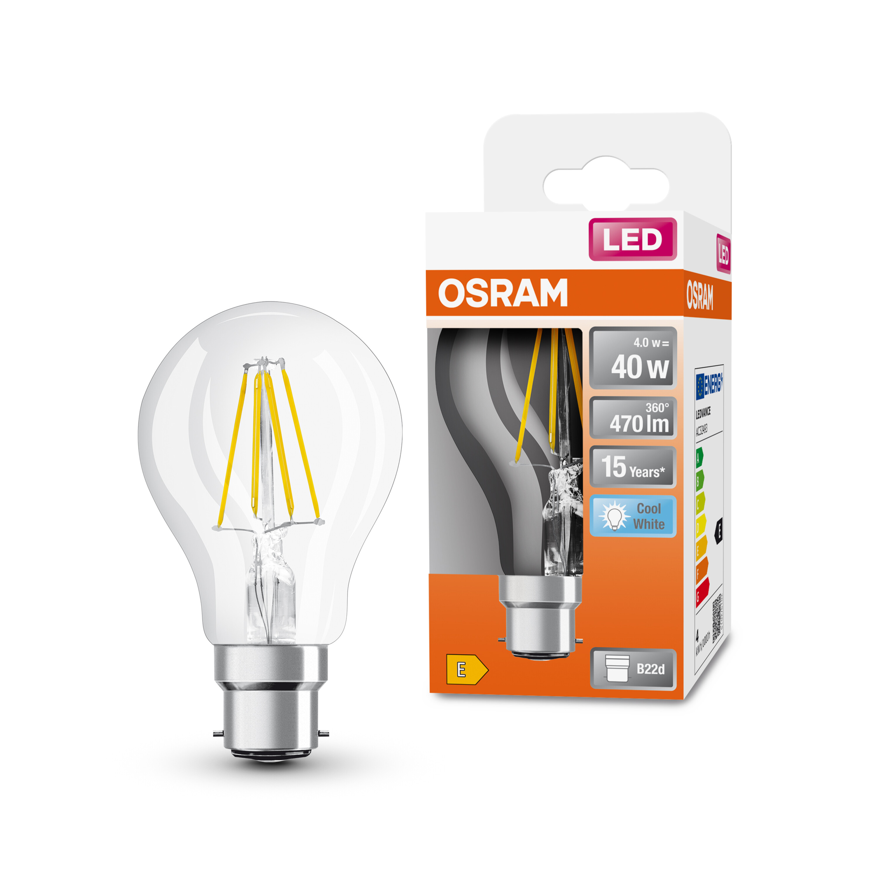 4058075592636 LEDVANCE 40580 B22D LED Bulbs, Cool White, Classic Bulb shape