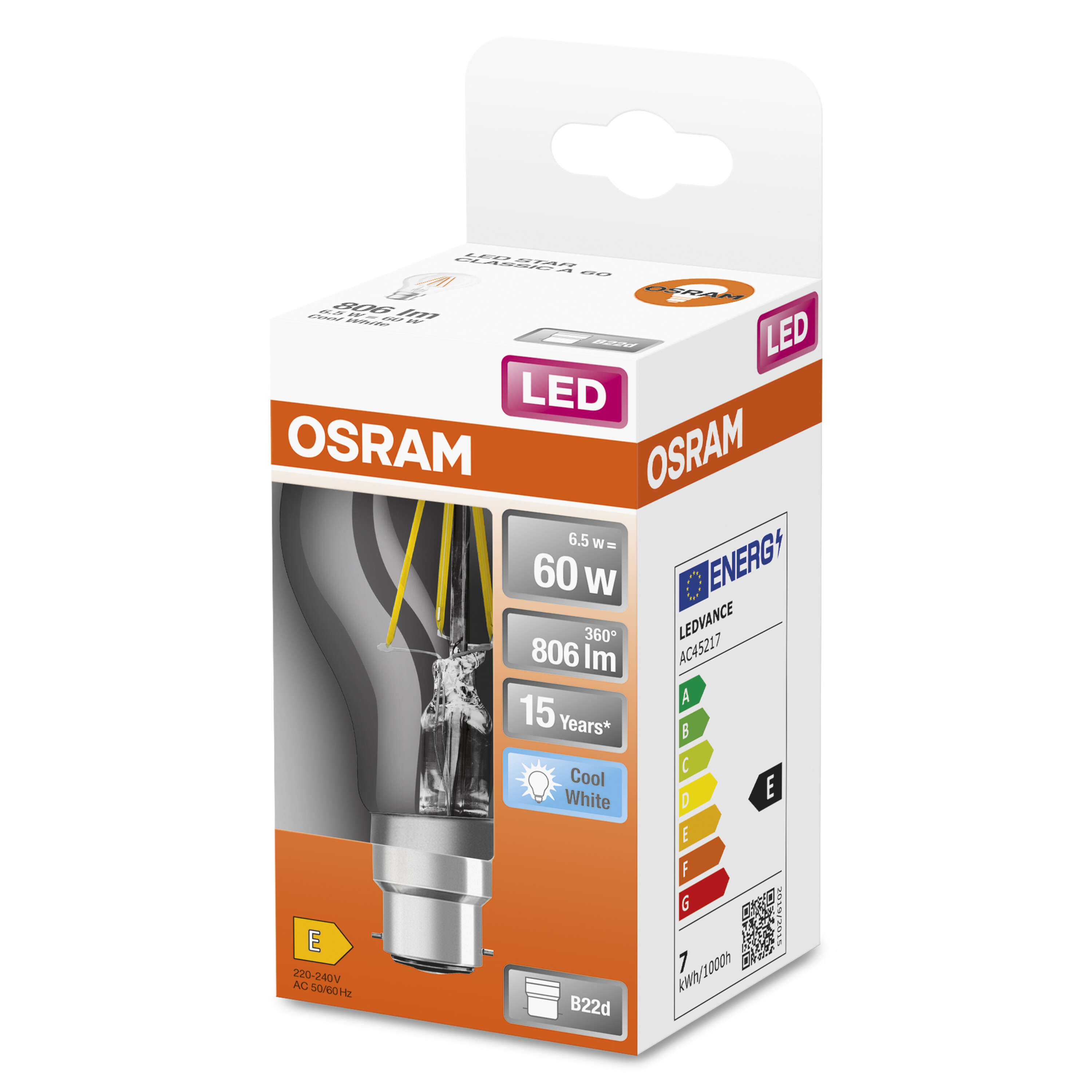 4058075592674 LEDVANCE 40580 B22D LED Bulbs, Cool White, Classic Bulb shape