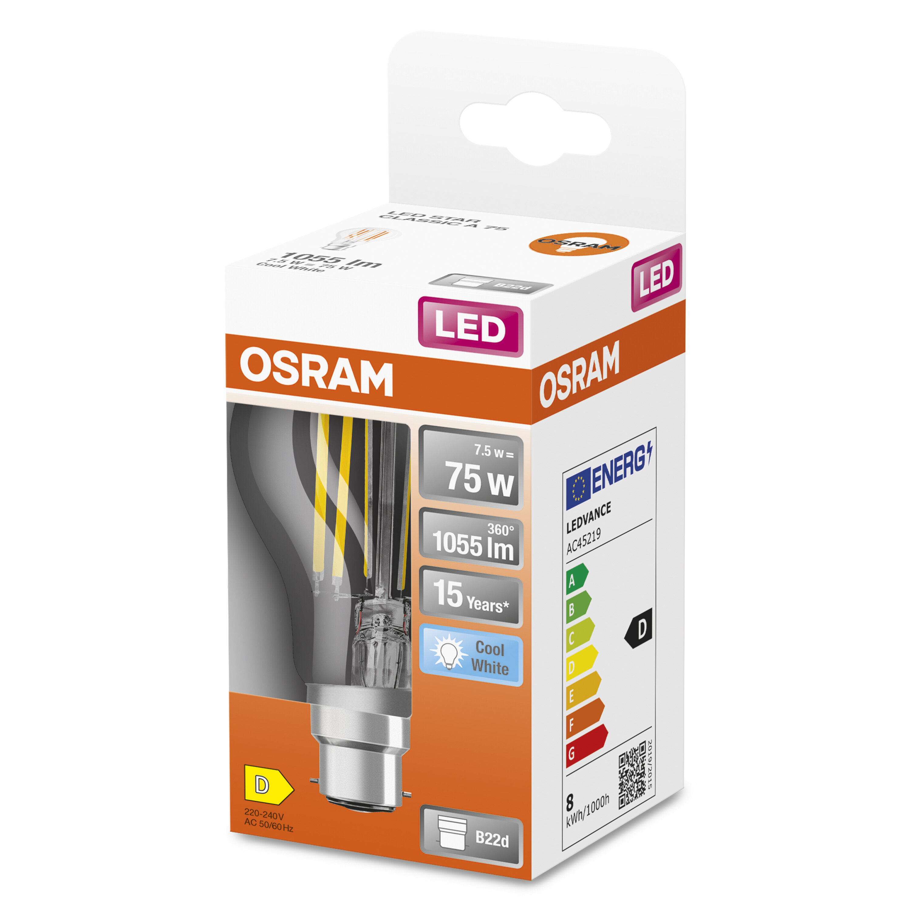 4058075592711 LEDVANCE 40580 B22D LED Bulbs, Cool White, Classic Bulb shape