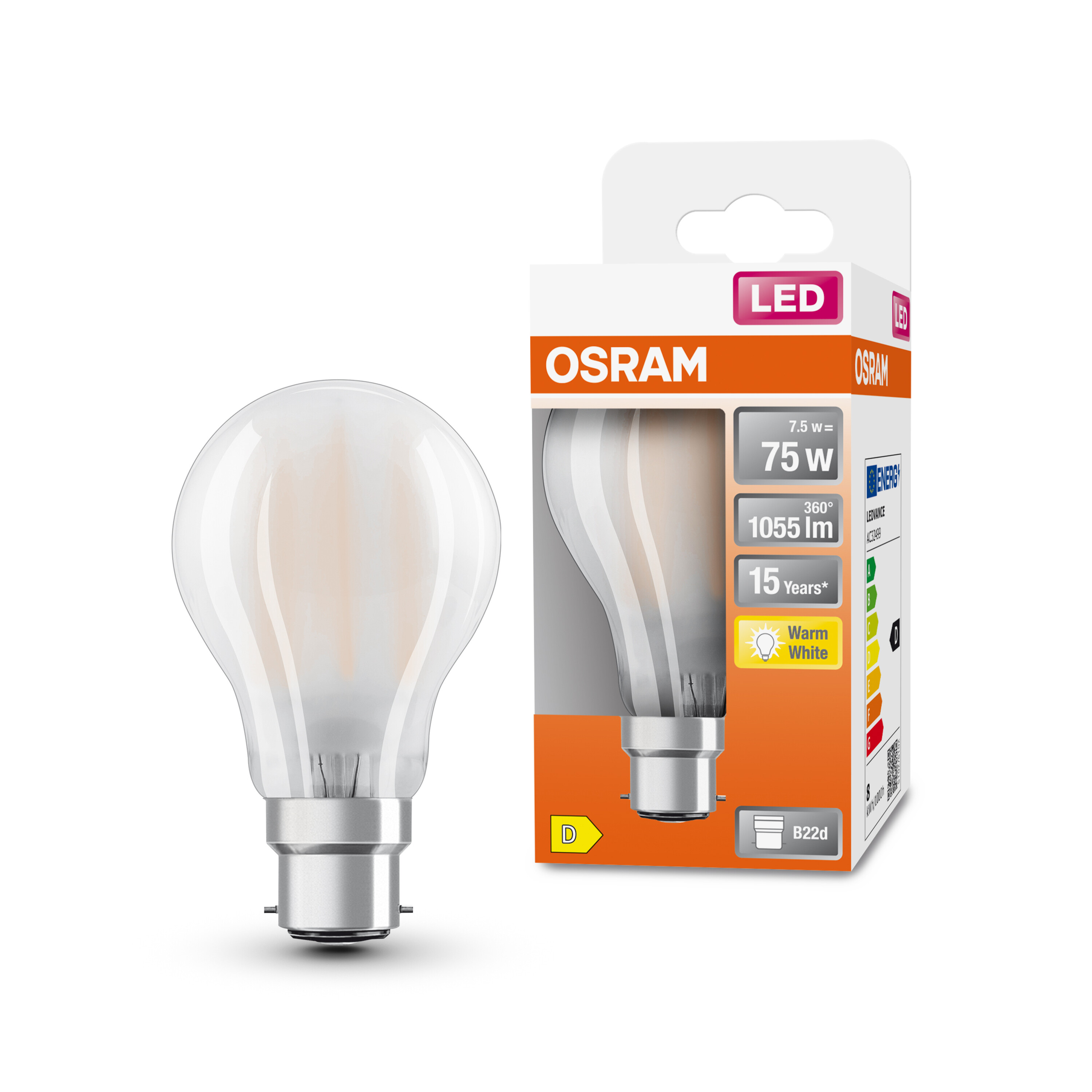 4058075592735 LEDVANCE 40580 B22D LED Bulbs, Warm White, Classic Bulb shape