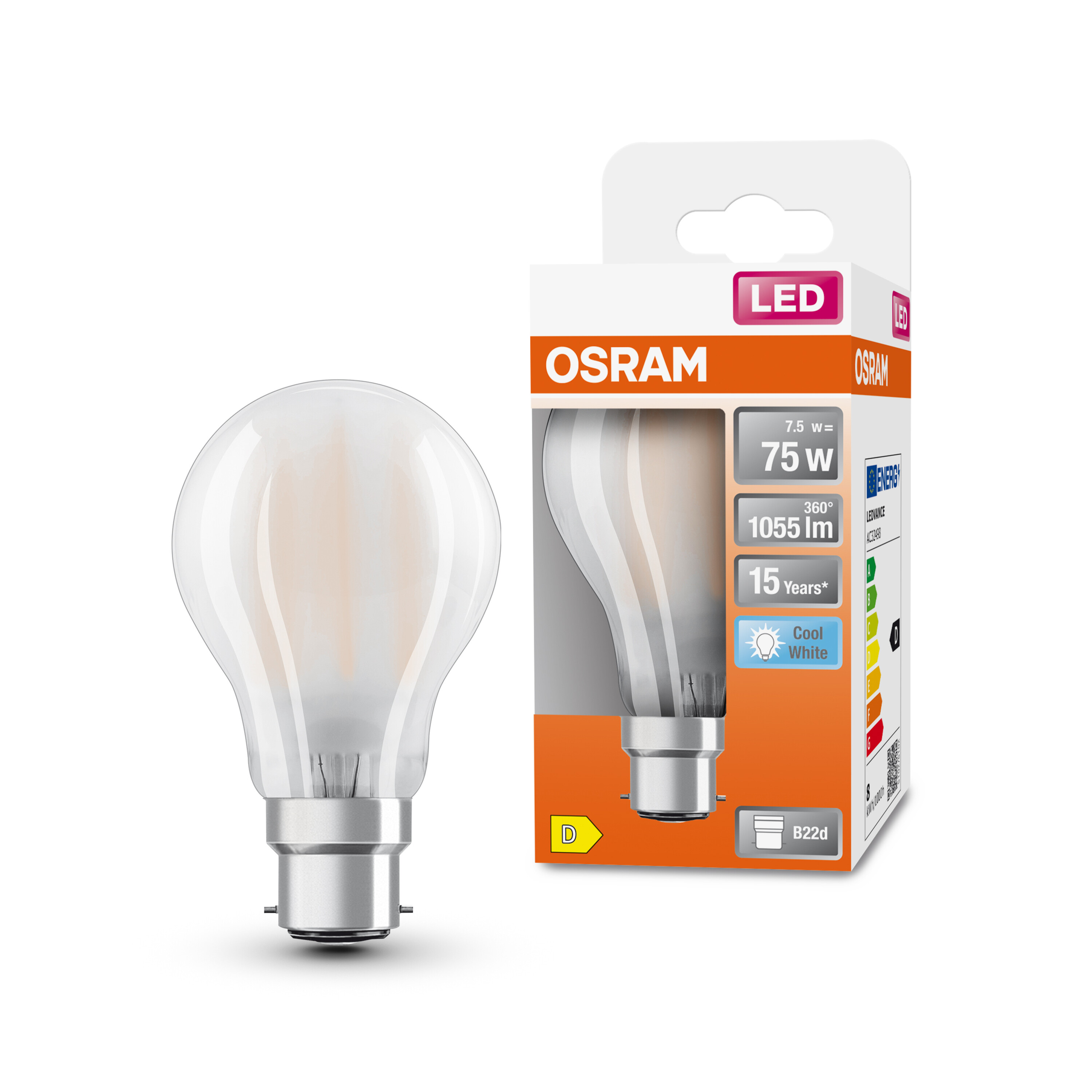 4058075592759 LEDVANCE 40580 B22D LED Bulbs, Cool White, Classic Bulb shape