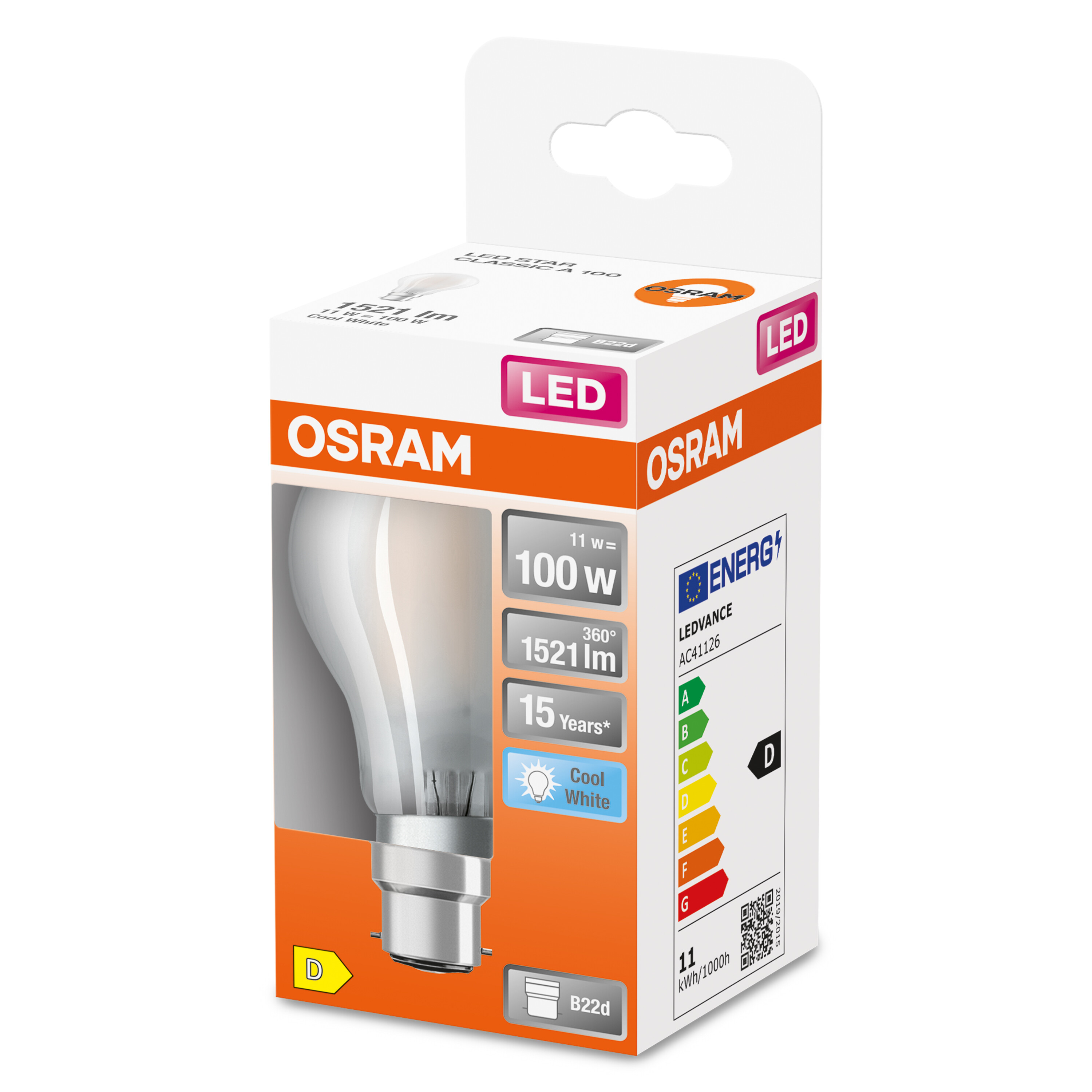 4058075592797 LEDVANCE 40580 B22D LED Bulbs, Cool White, Classic Bulb shape