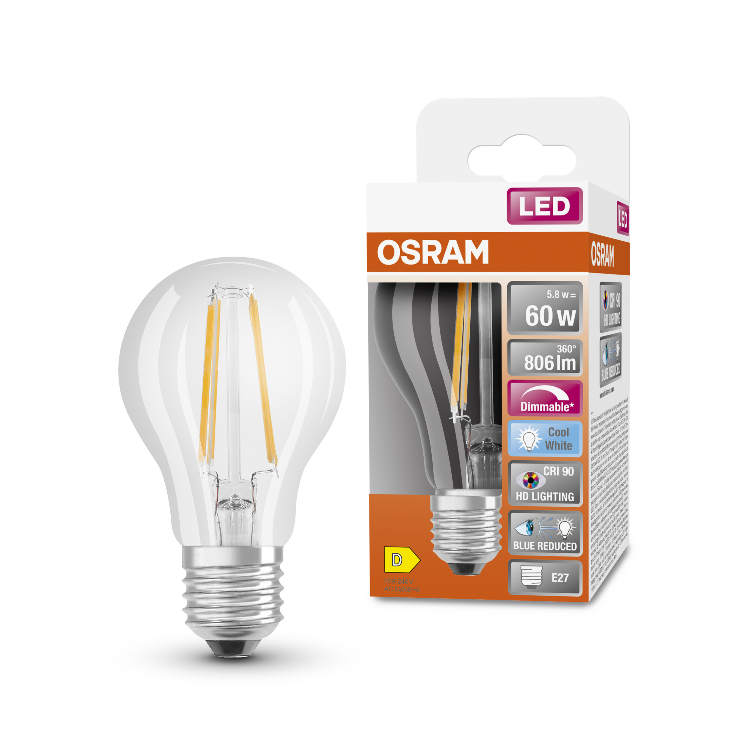 4058075602472 LEDVANCE LED Superstar Plus Classic E27 LED Bulbs 5.8 W(60 W), 4000k, Cool White, Bulb shape