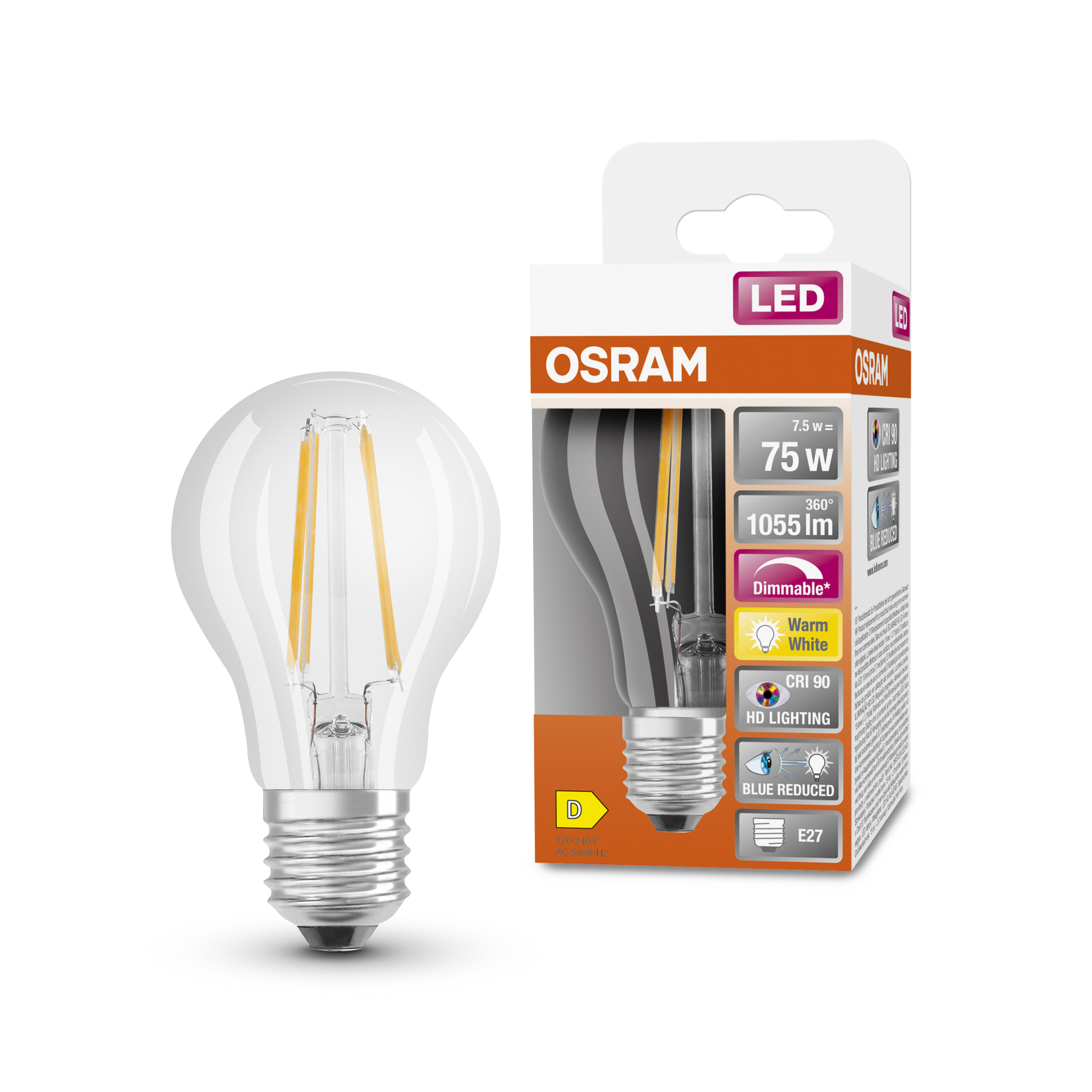 4058075602496 LEDVANCE LED Superstar Plus Classic E27 LED Bulbs 7.5 W(75 W), 2700k, Warm White, Bulb shape