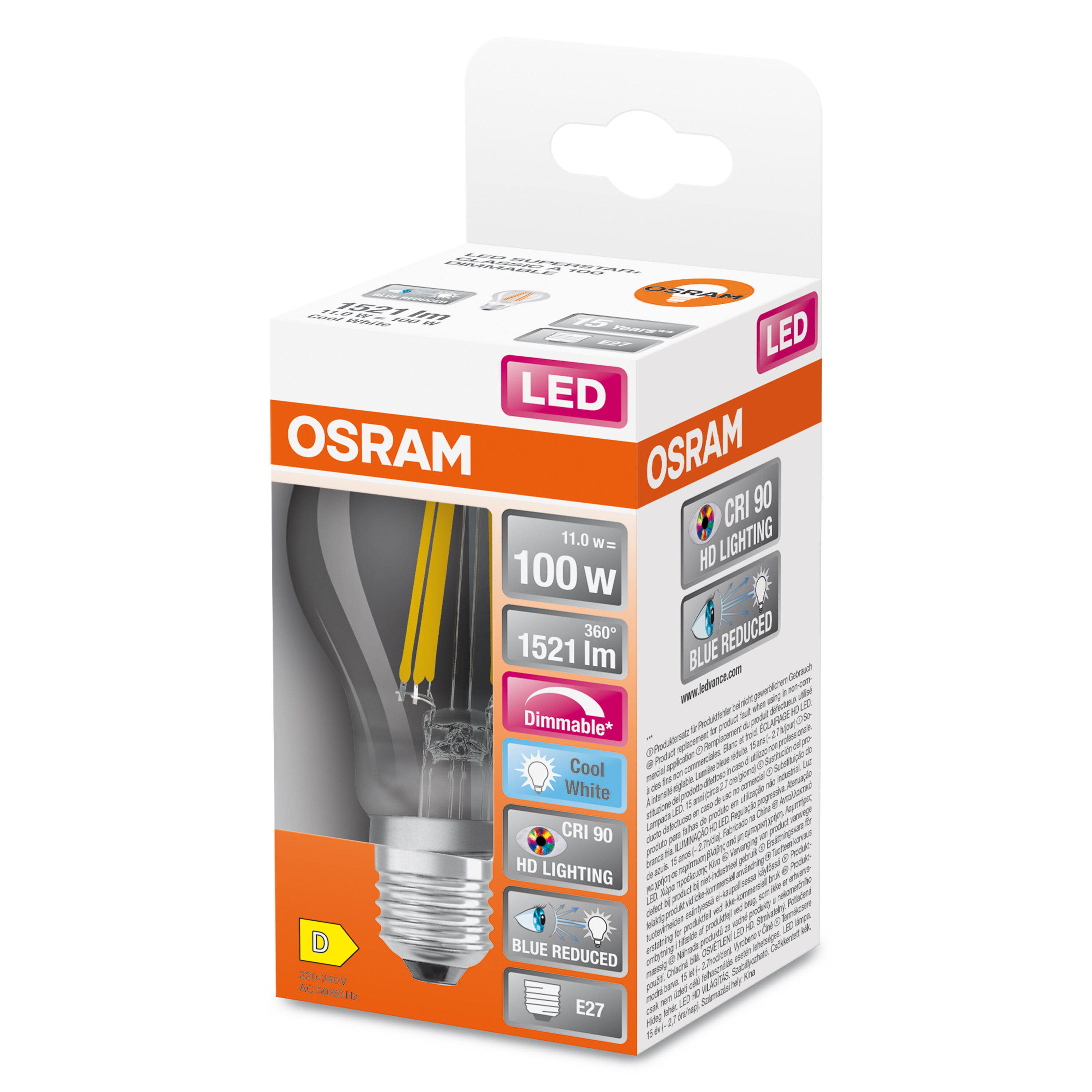 4058075602557 LEDVANCE LED Superstar Plus Classic E27 LED Bulbs 11 W(100 W), 4000k, Cool White, Bulb shape