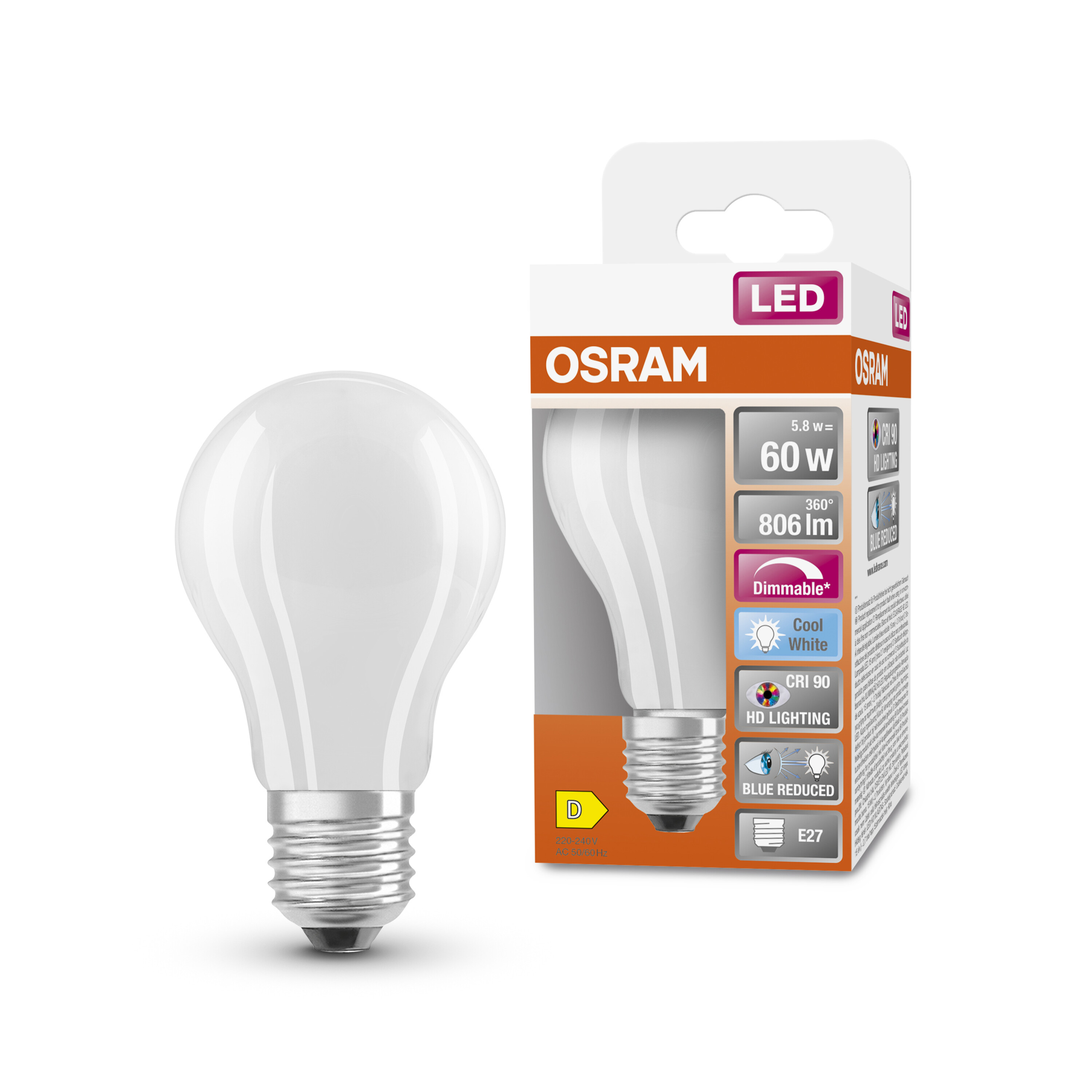 4058075602595 LEDVANCE LED Superstar Plus Classic E27 LED Bulbs 5.8 W(60 W), 4000k, Cool White, Bulb shape