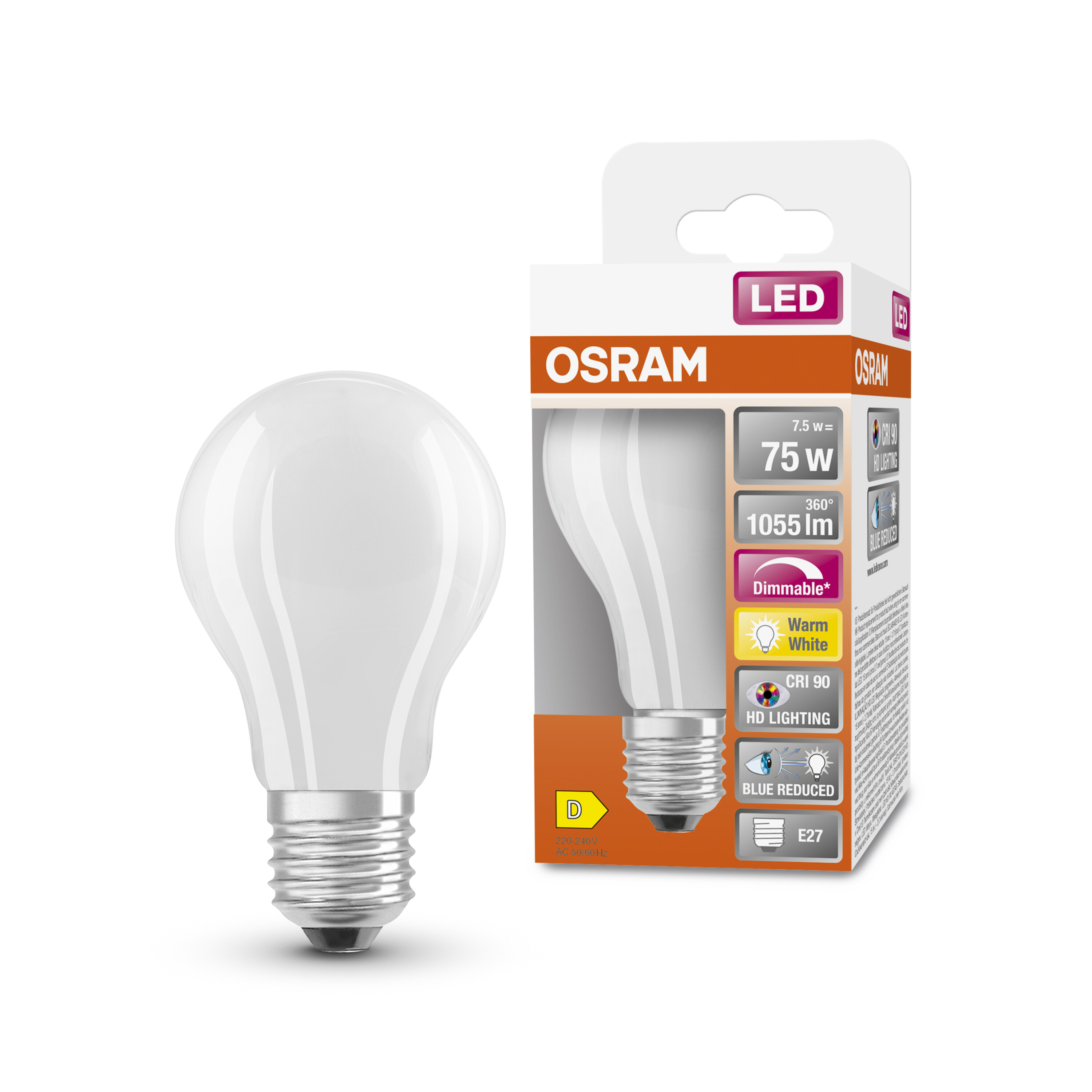 4058075602618 LEDVANCE LED Superstar Plus Classic E27 LED Bulbs 7.5 W(75 W), 2700k, Warm White, Bulb shape