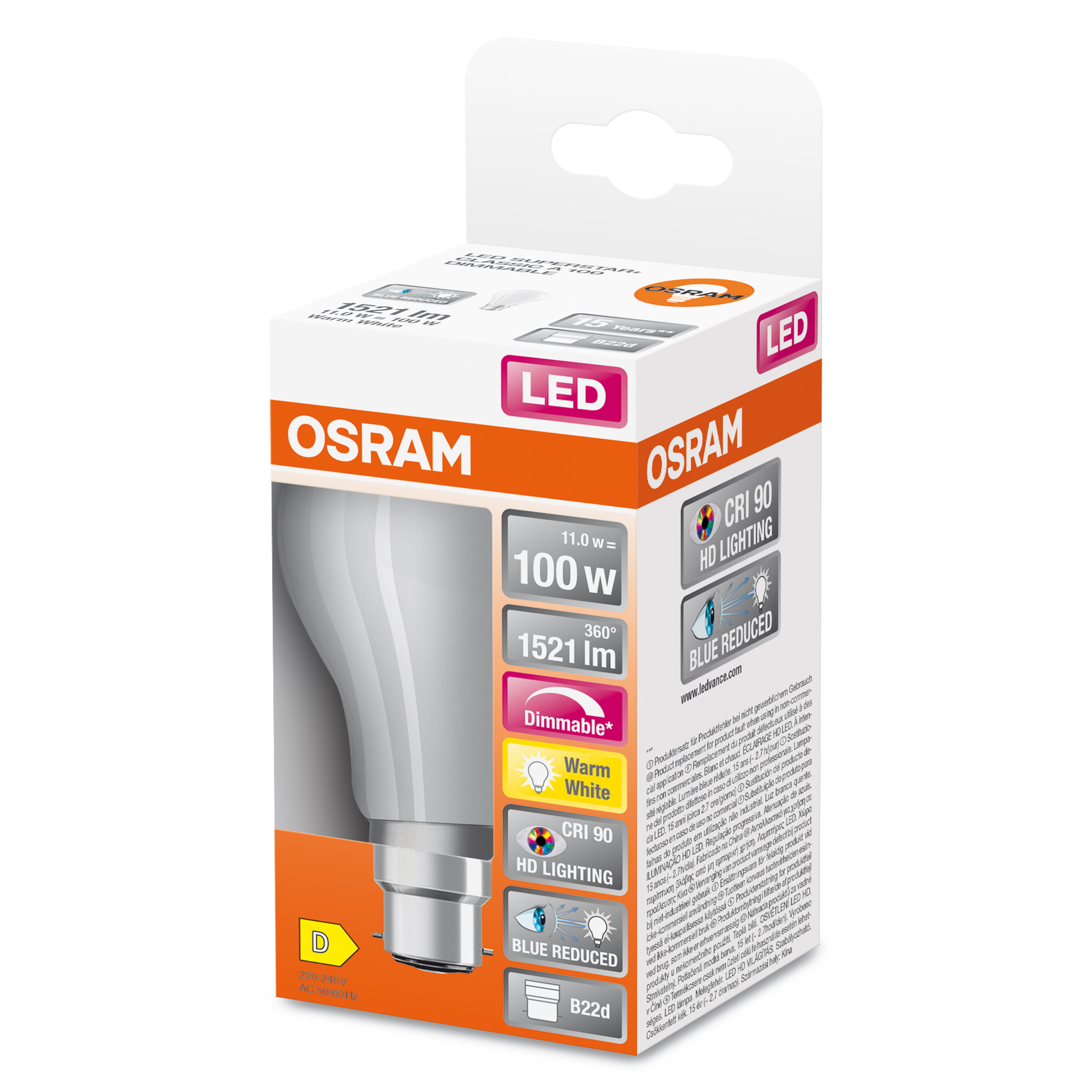 4058075602694 LEDVANCE LED Superstar Plus Classic B22D LED Bulbs, Warm White, Bulb shape