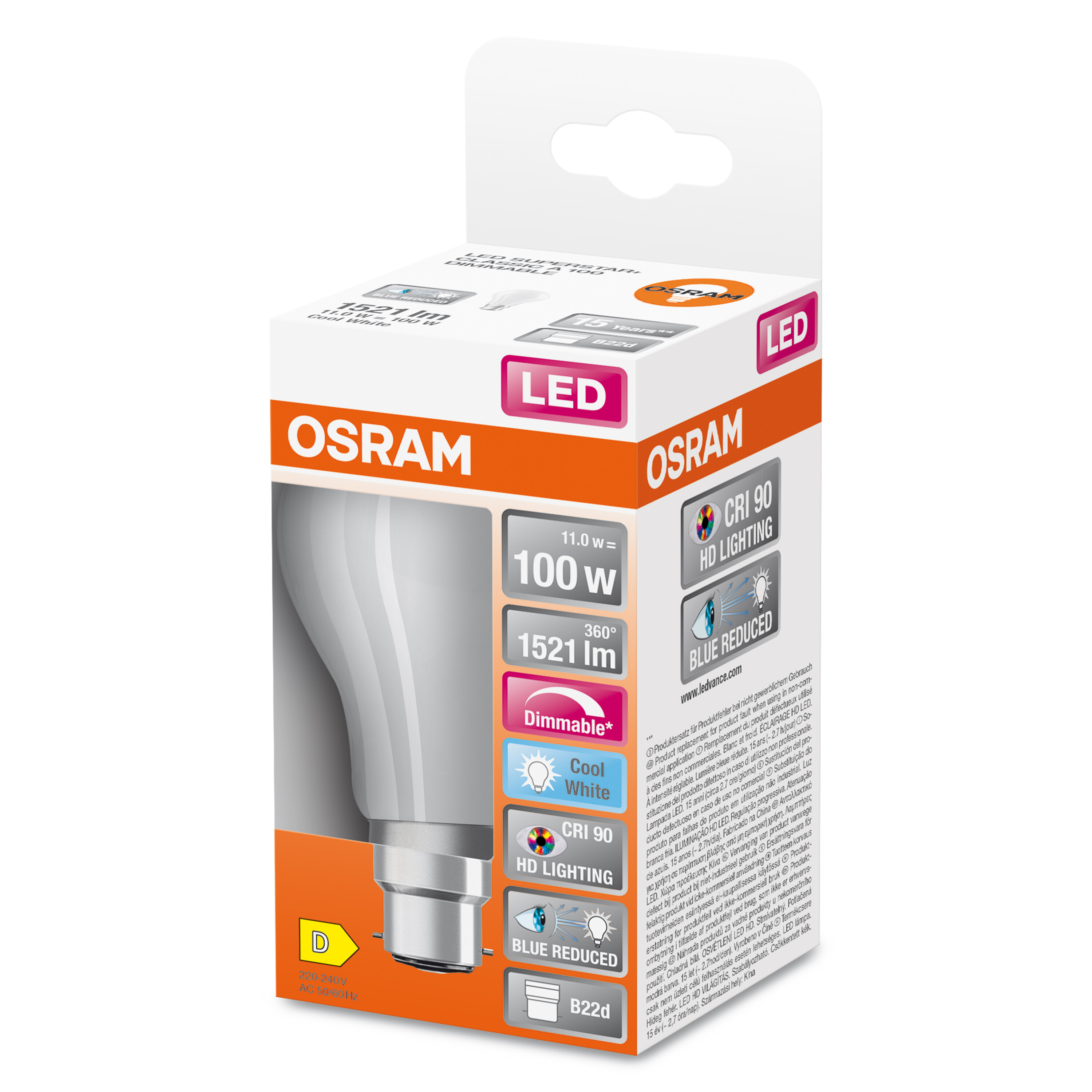 4058075602717 LEDVANCE LED Superstar Plus Classic B22D LED Bulbs, Cool White, Bulb shape