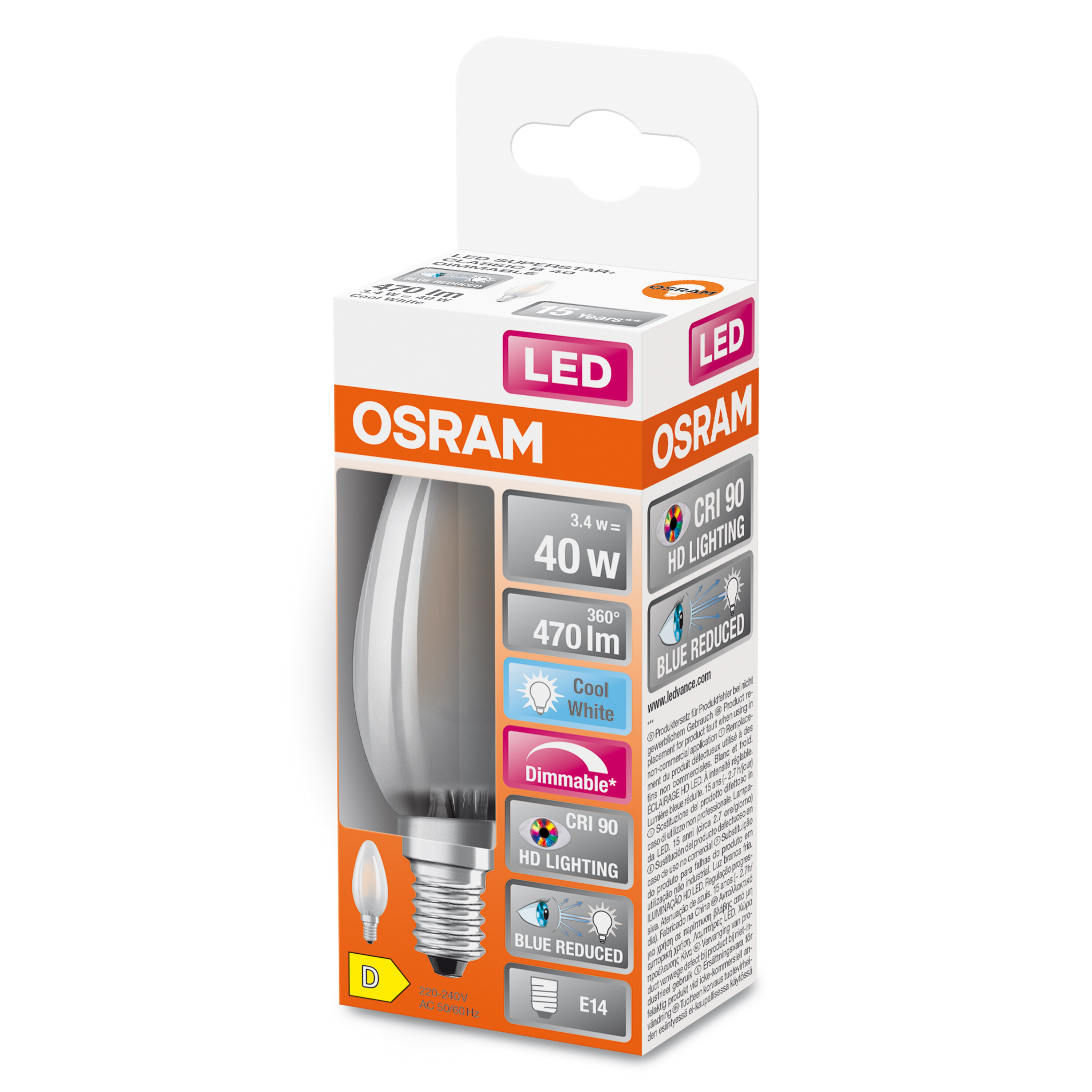 4058075602793 LEDVANCE LED Superstar Plus Classic E14 LED Bulbs, Cool White, Mini Candle shape