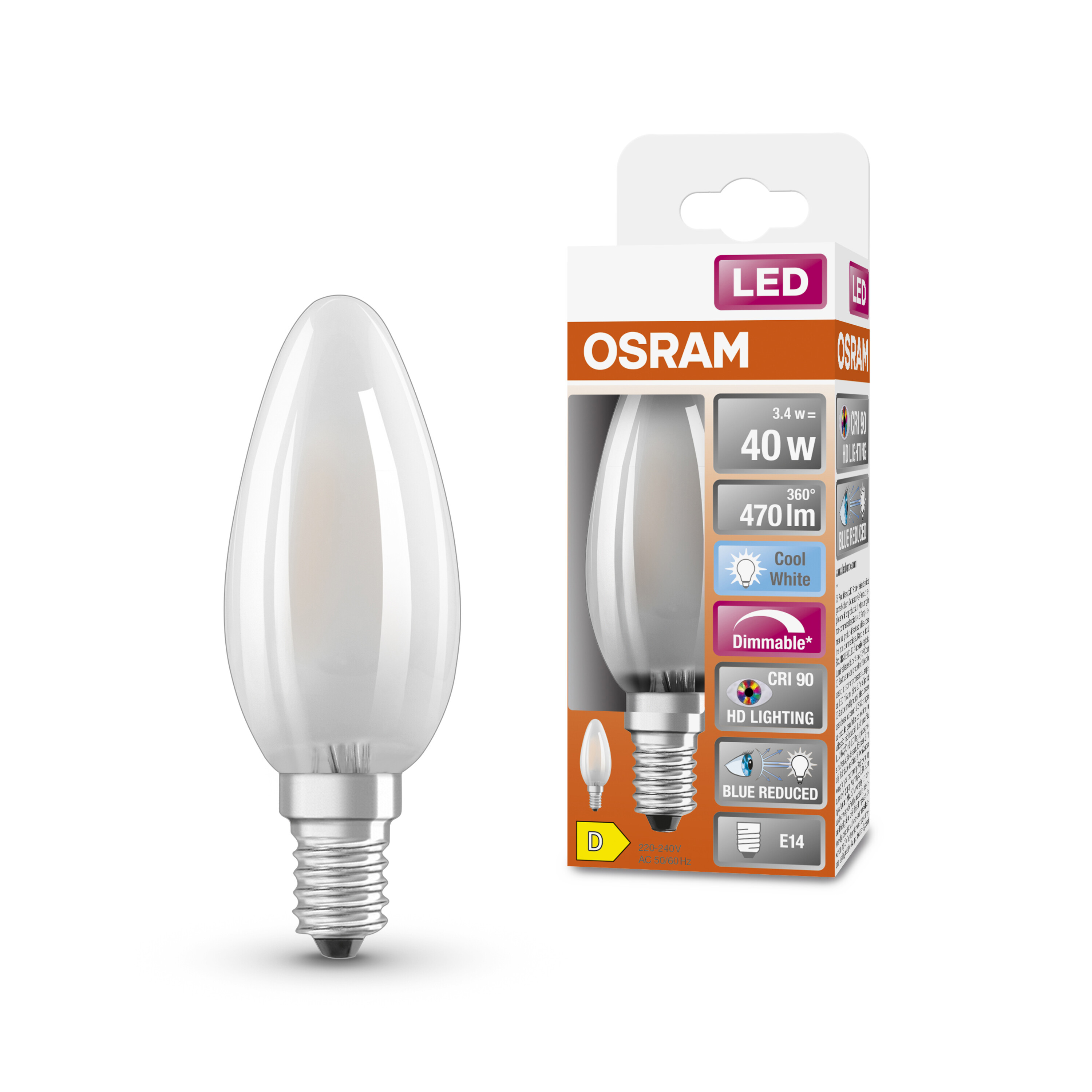 4058075602793 LEDVANCE LED Superstar Plus Classic E14 LED Bulbs, Cool White, Mini Candle shape