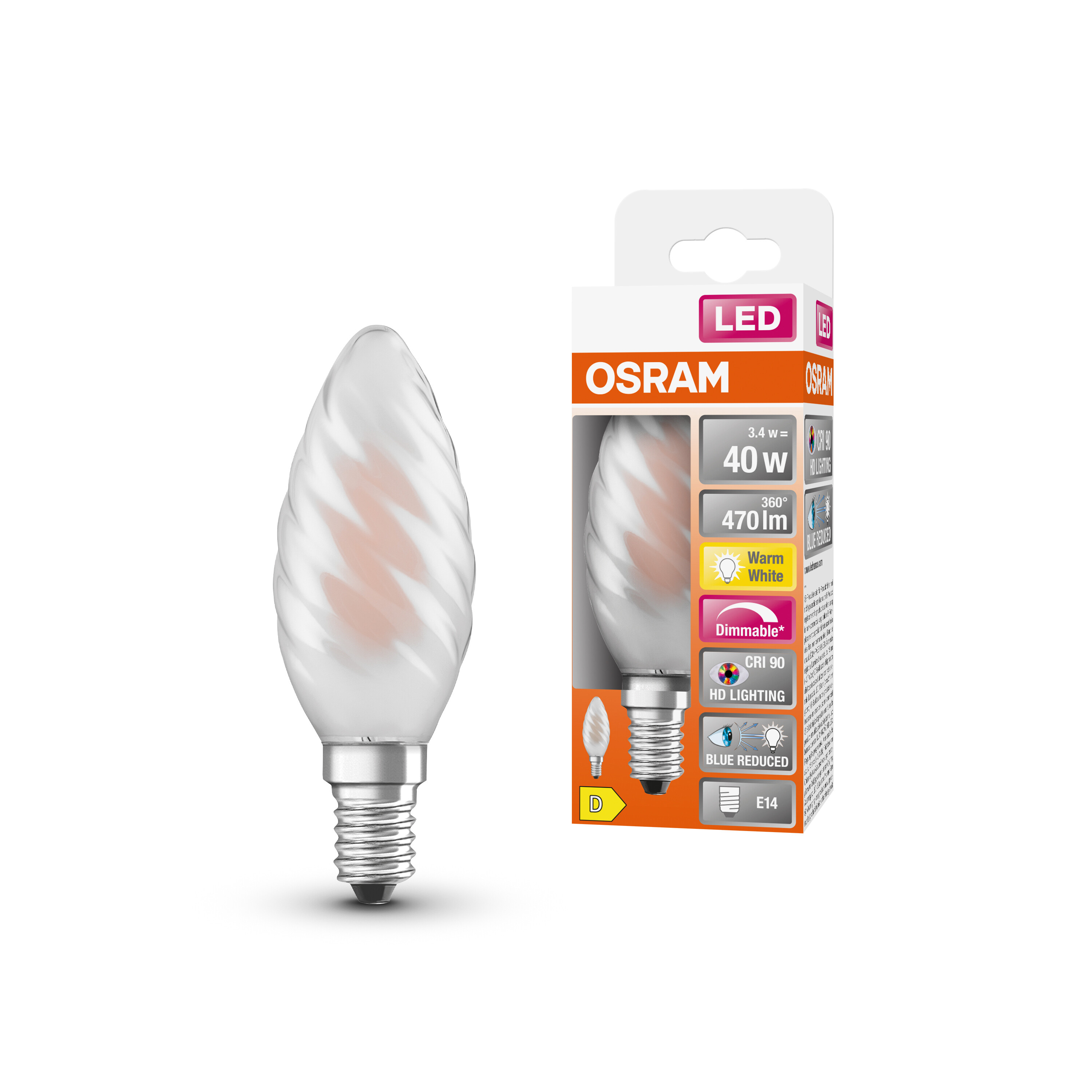 4058075602878 LEDVANCE LED Superstar Plus Classic E14 LED Bulbs, Warm White, Mini Candle shape