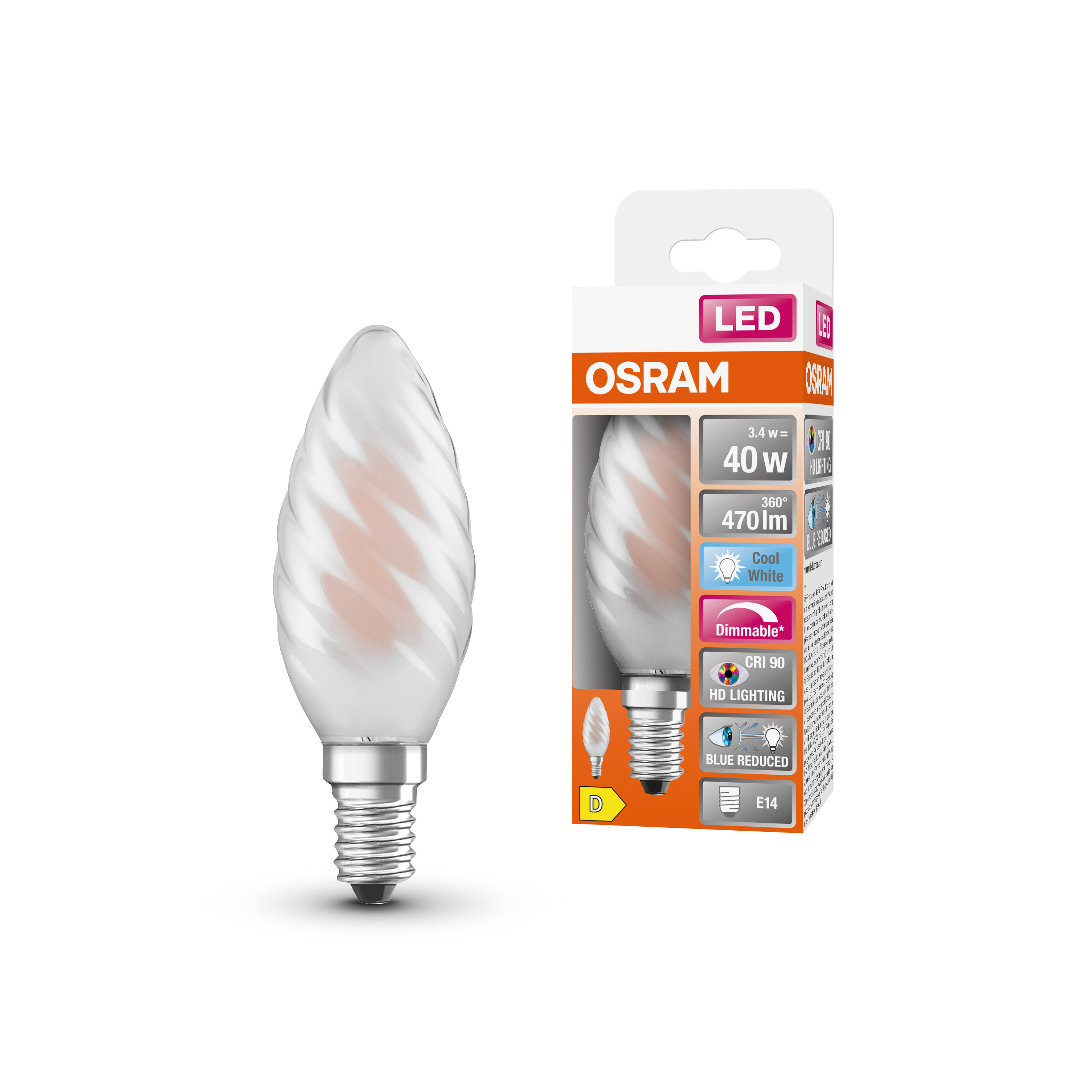 4058075602892 LEDVANCE LED Superstar Plus Classic E14 LED Bulbs, Cool White, Mini Candle shape