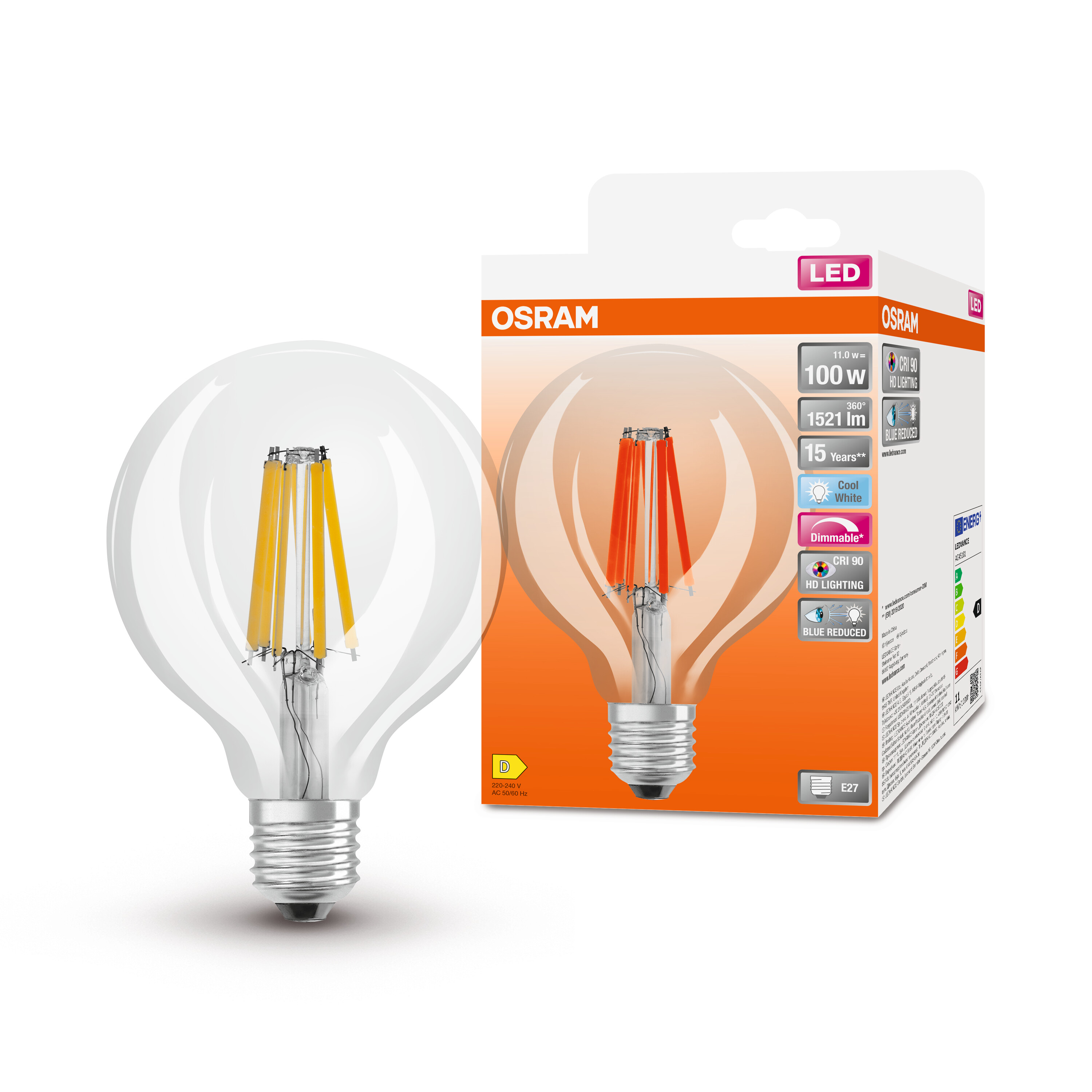 4058075602977 LEDVANCE LED Superstar Plus Classic E27 LED Bulbs, Cool White, Ball shape